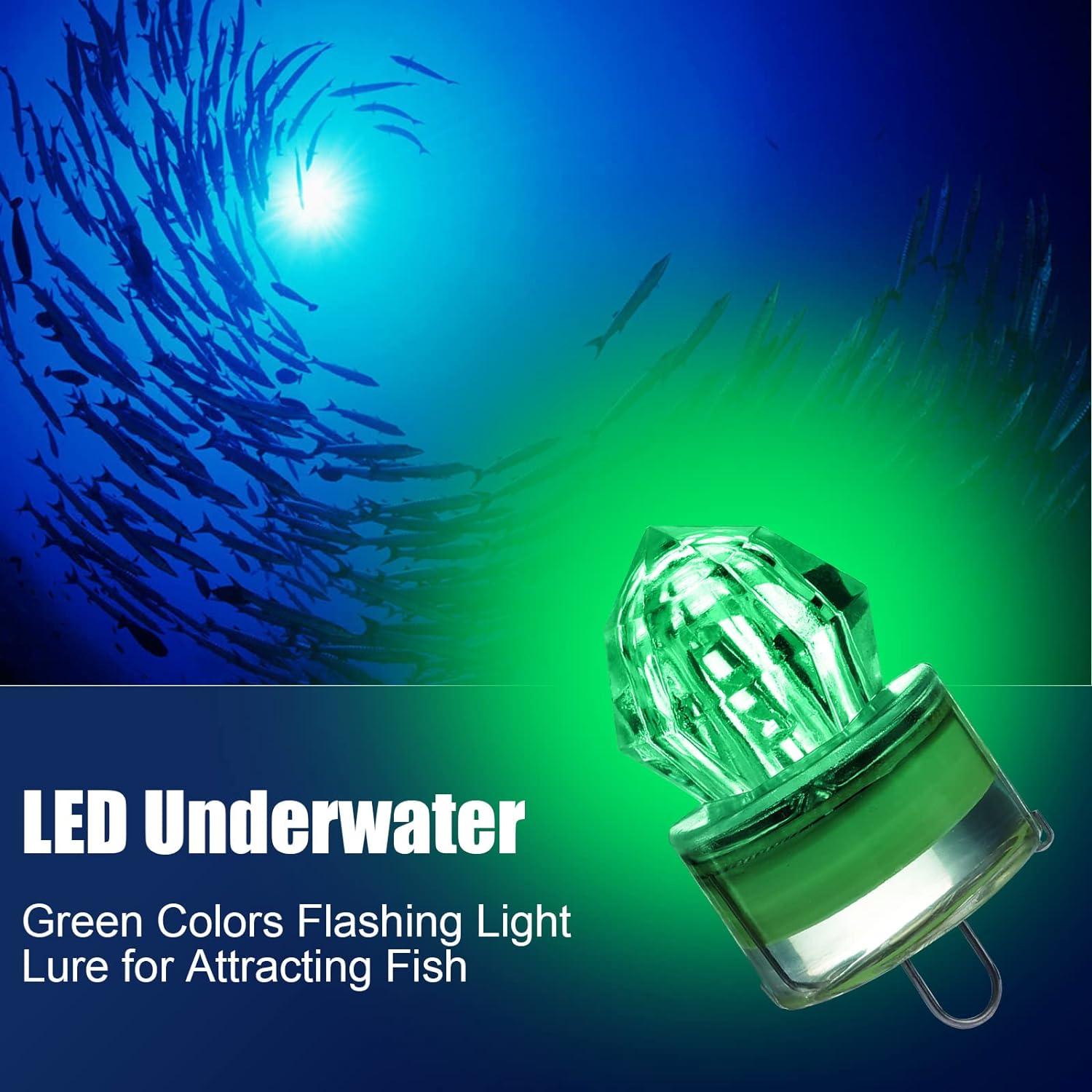 Linkstyle 6 Pack Deep Drop Light Flashing Strobe LED Fishing Lights  Waterproof Diamond Tubular Underwater Fishing Lure Light Attractants for  Saltwater Freshwater Bass Halibut Green