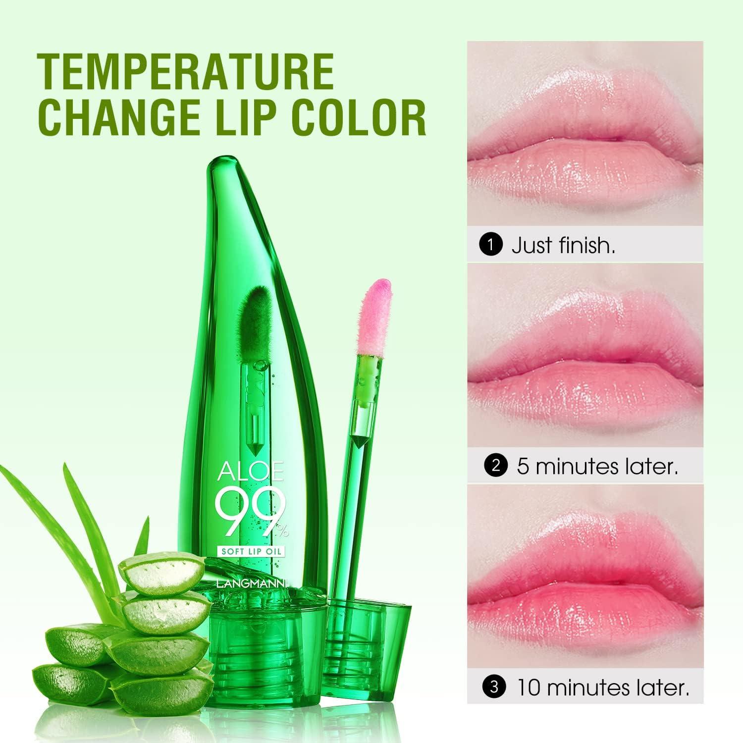 Aloe Vera Lip Balm Magic Colour Changing Lipstick Long Lasting Lip Balm Set  Lips Moisturizer Aloe Vera Lip Stick for Women Girls (3Pack Lip Oil)