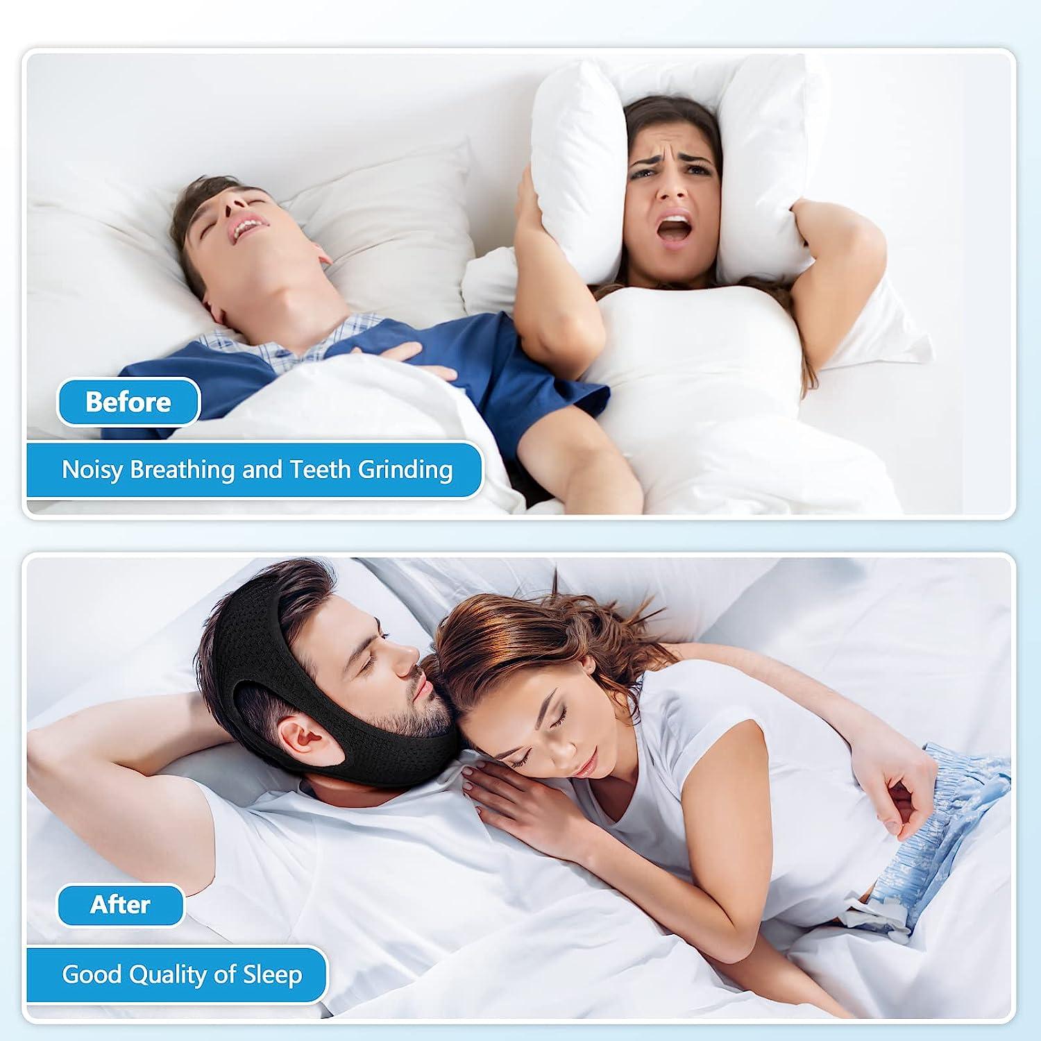 Adjustable and Breathable AntiSnore Chin Strap for CPAP Users Black