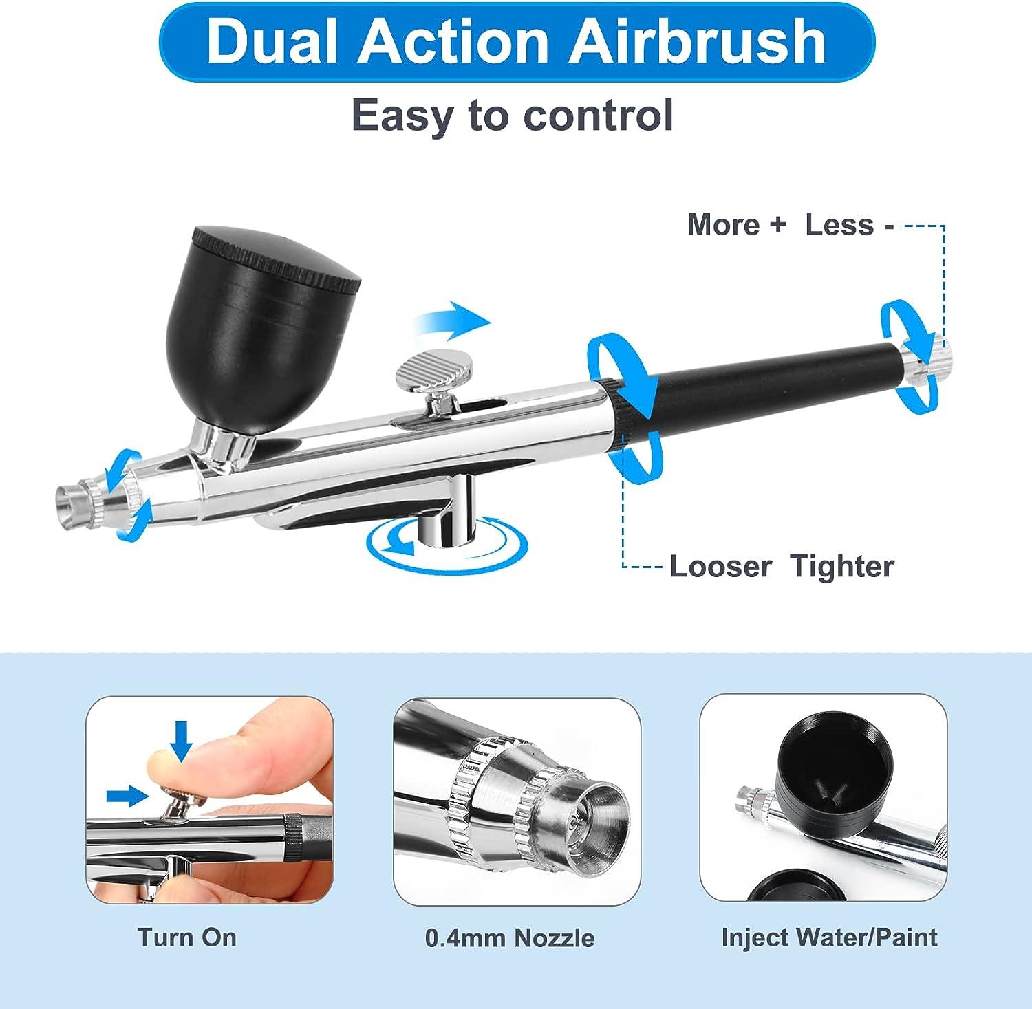 Dual Action Airbrush Cordless Rechargable Spray Paint System Kit Craft Nail  Art