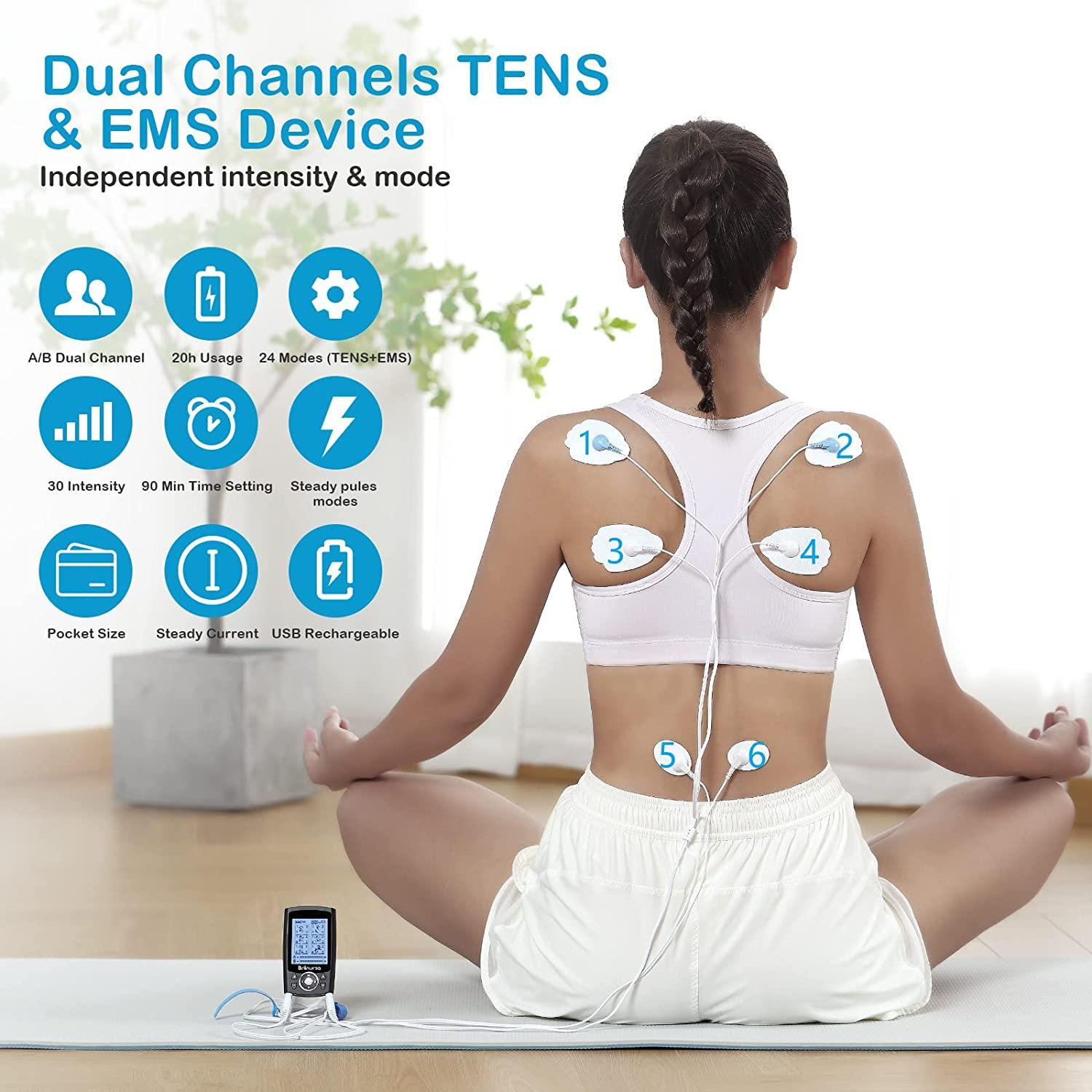 TENS EMS Unit Muscle Stimulator for Pain Relief - Dual Channel/12