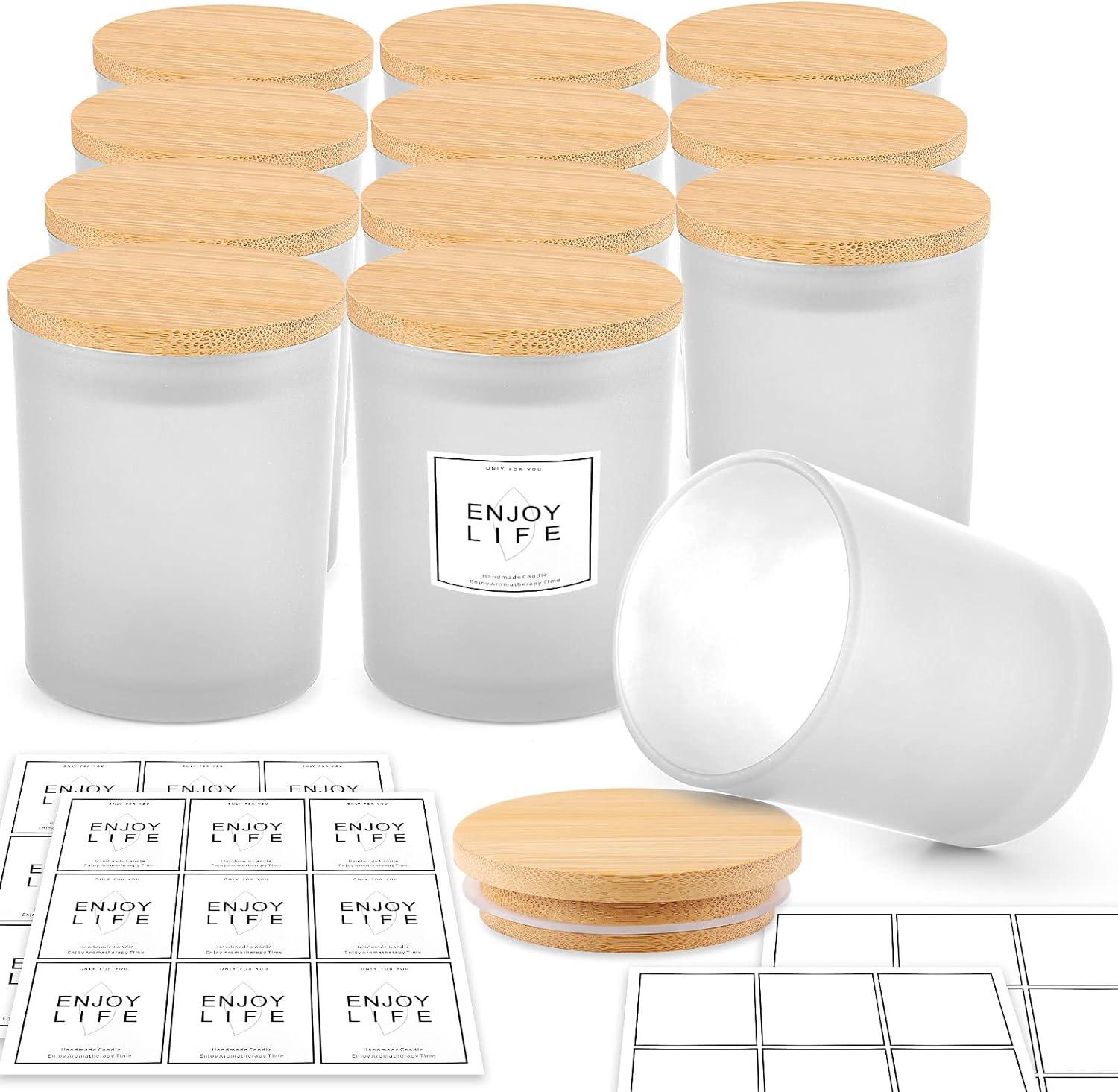 Glass Spice Jars With Bamboo Lids. 6oz Glass Jars With Lids. 12x