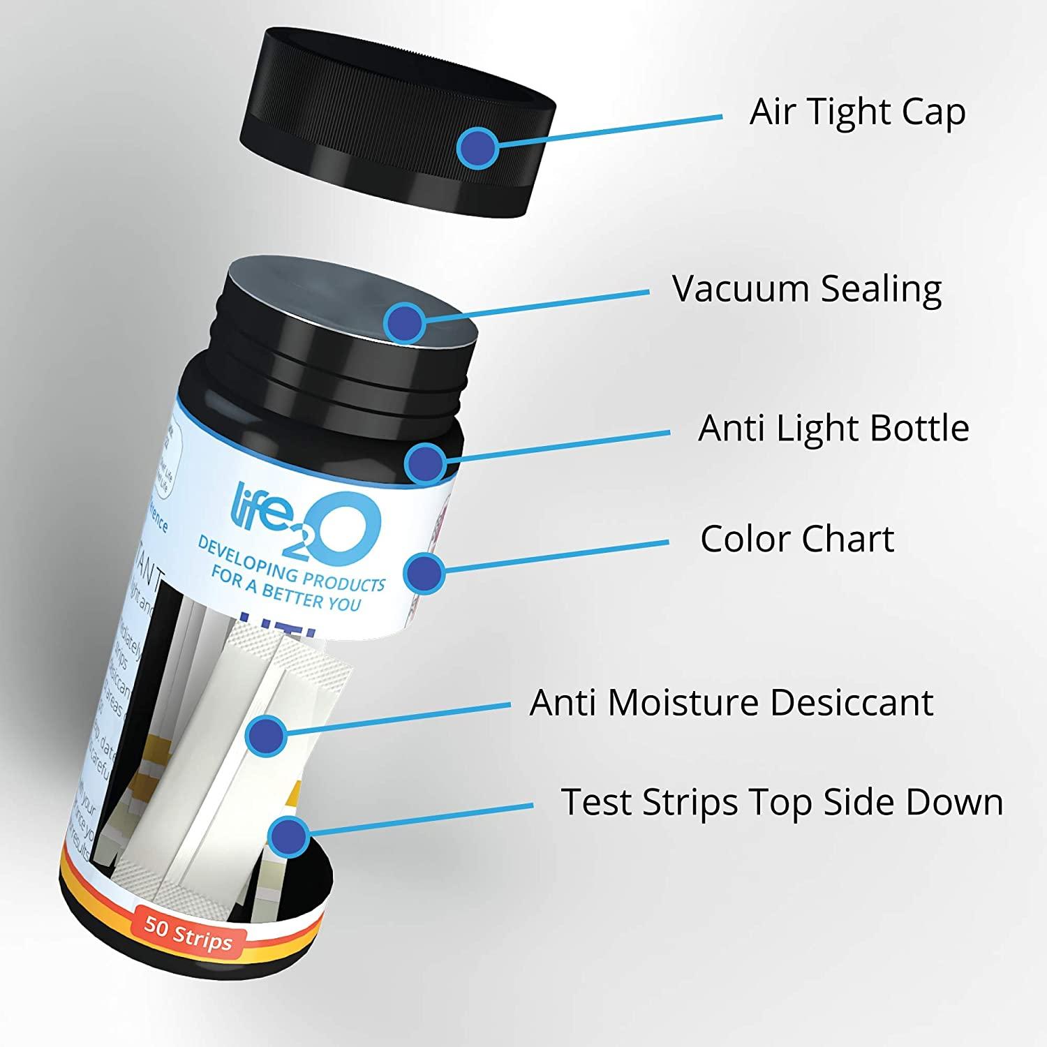 life2O Complete 4in1 UTI Urinary Tract Test Strips for Women, Men
