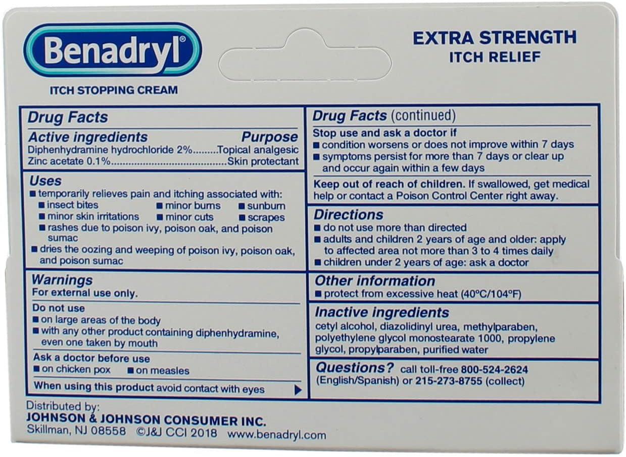 Benadryl Itch Stopping Cream Extra Strength 1 oz (Pack of 8) Fast