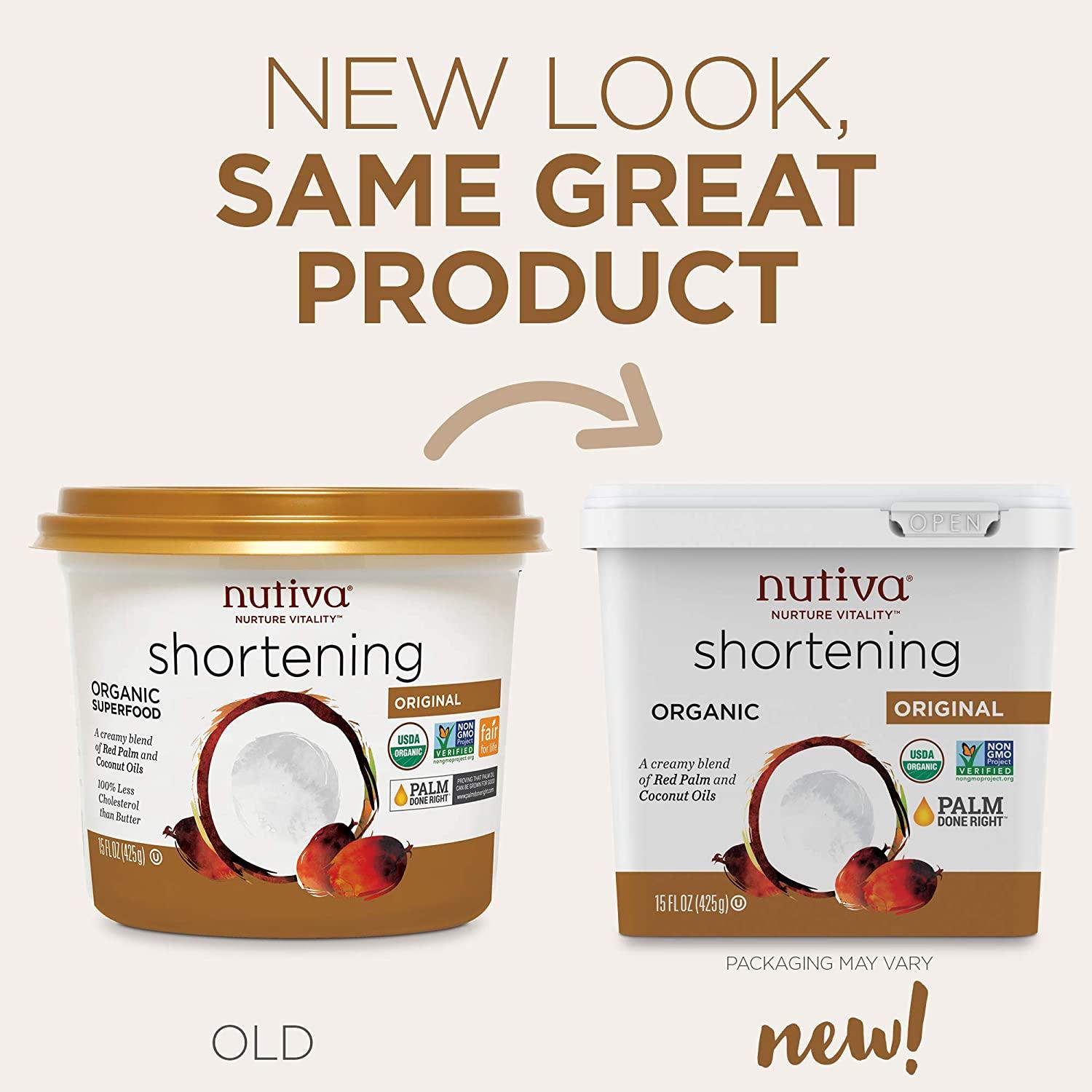 Nutiva Organic Shortening Original Red Palm and Coconut Oils 15 oz (425 g)