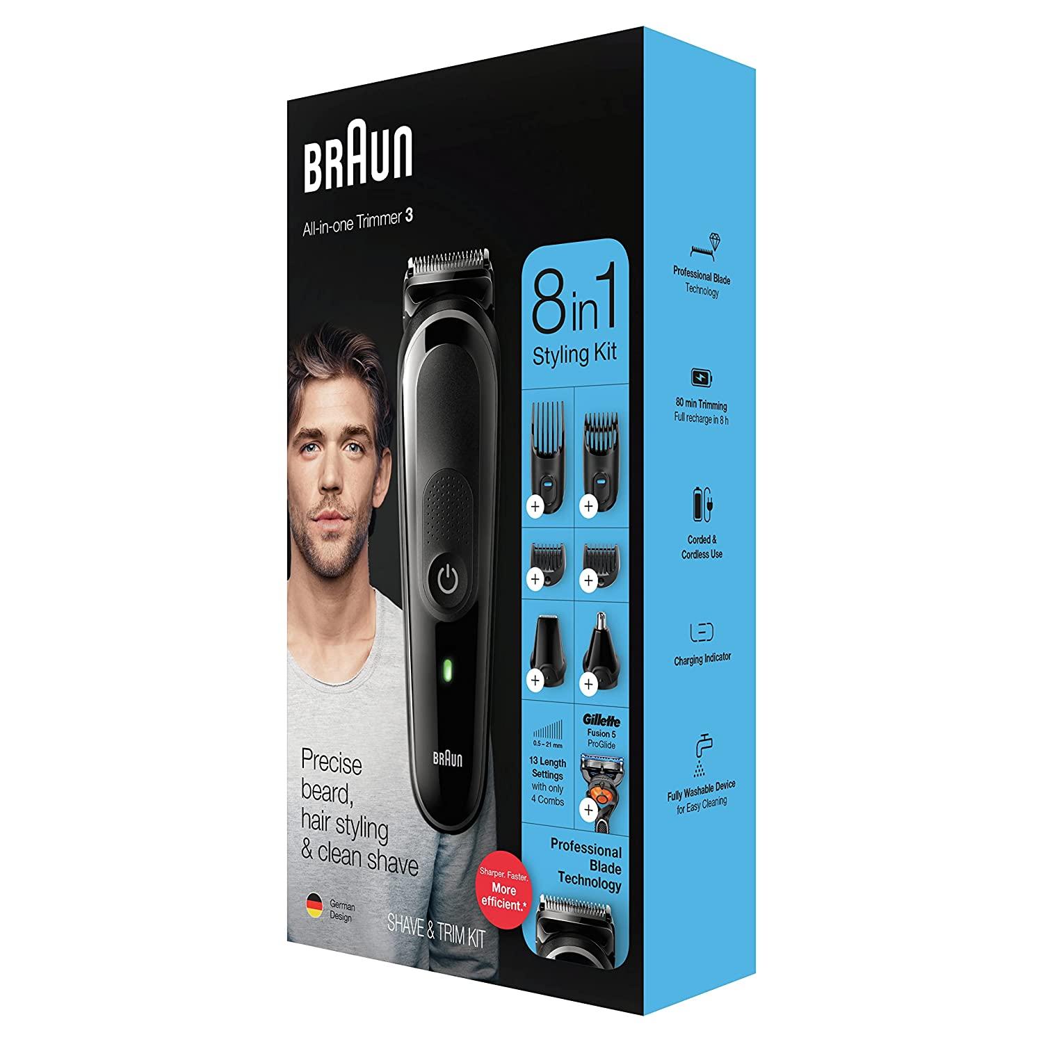 Braun 7-in-1 Men's Hair Clippers & Grooming Kit with Gillette