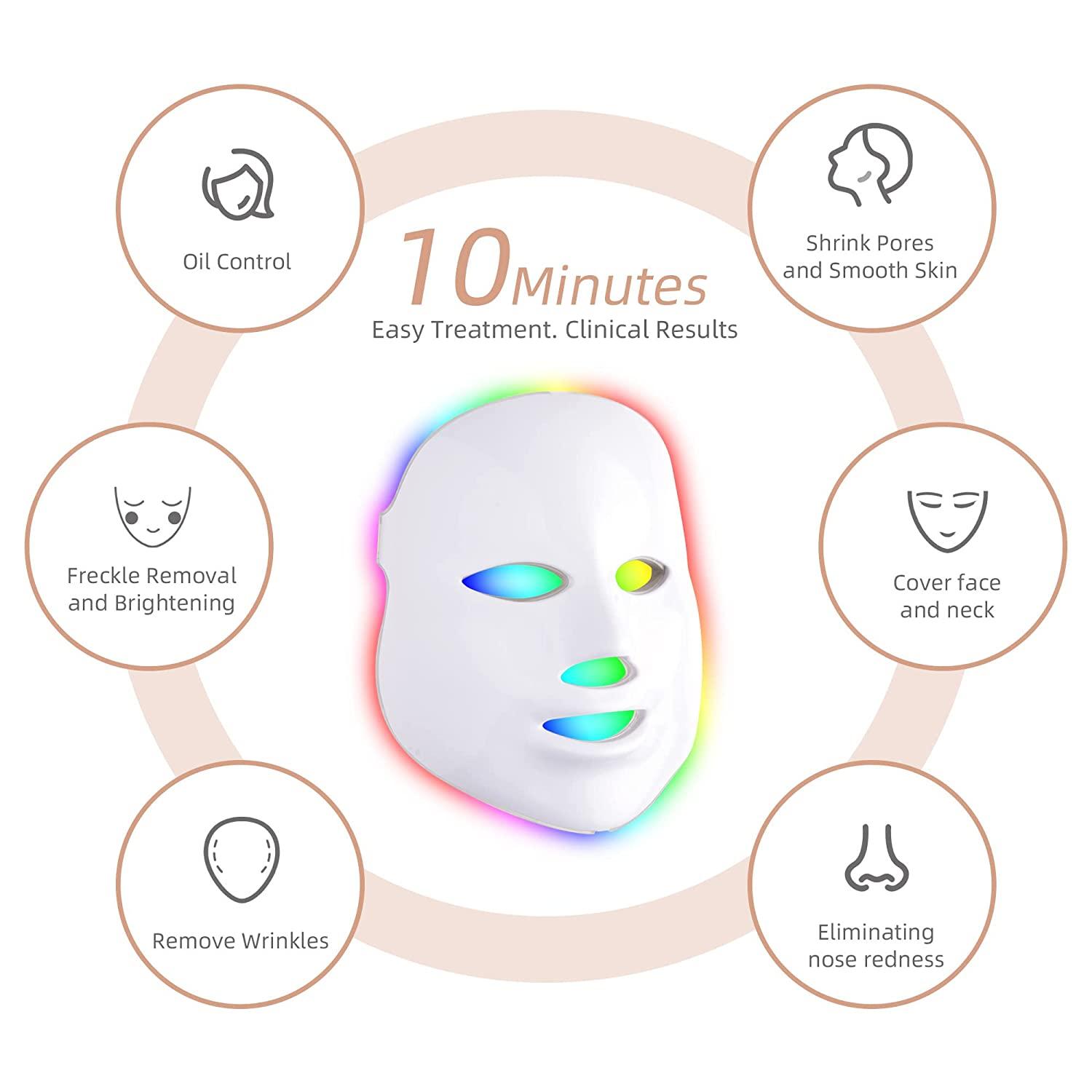 7 Colors LED Face Mask for Red Light Therapy at Home Facial Skin Care