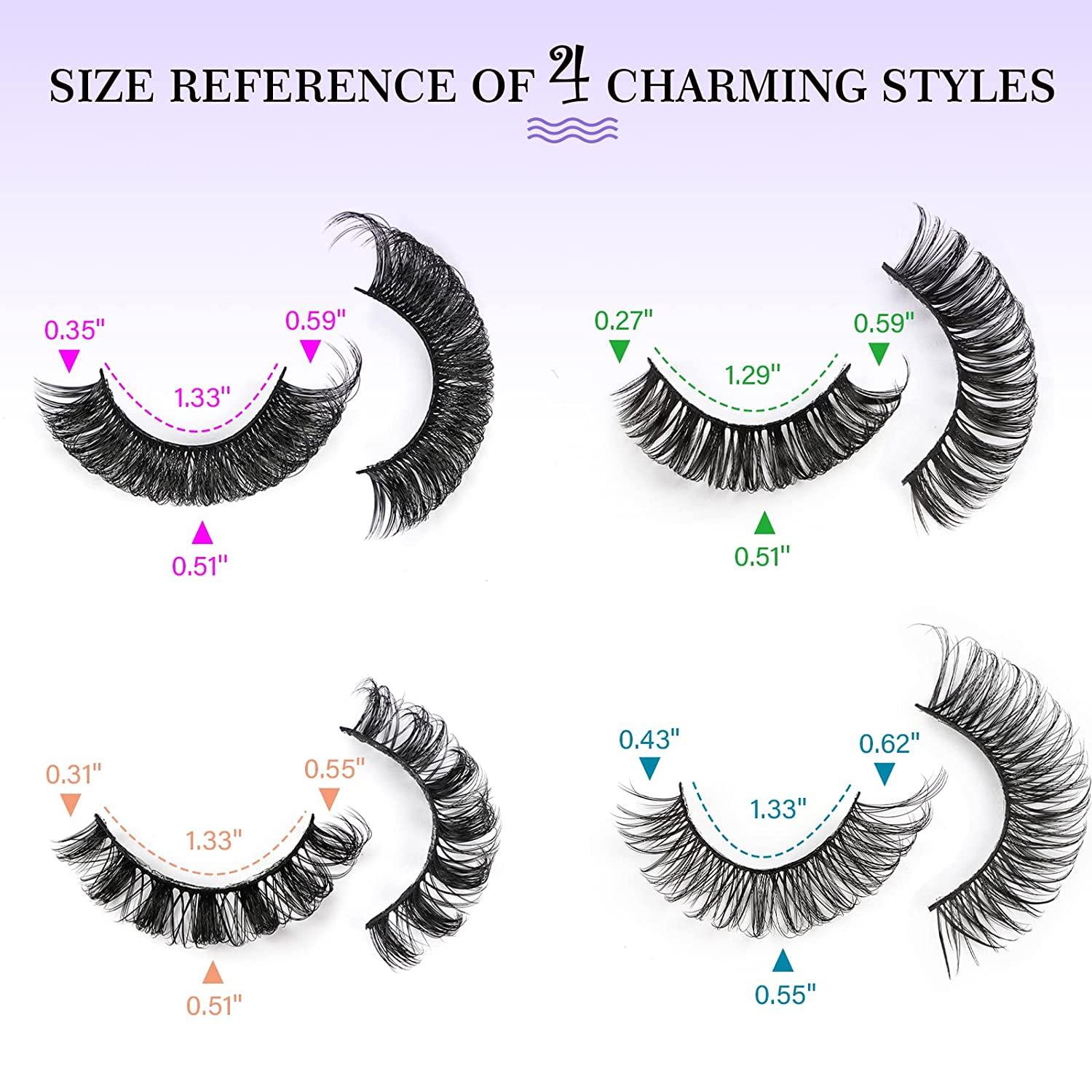 Lash Sizes and Chart For Extensions and Strip Eyelashes