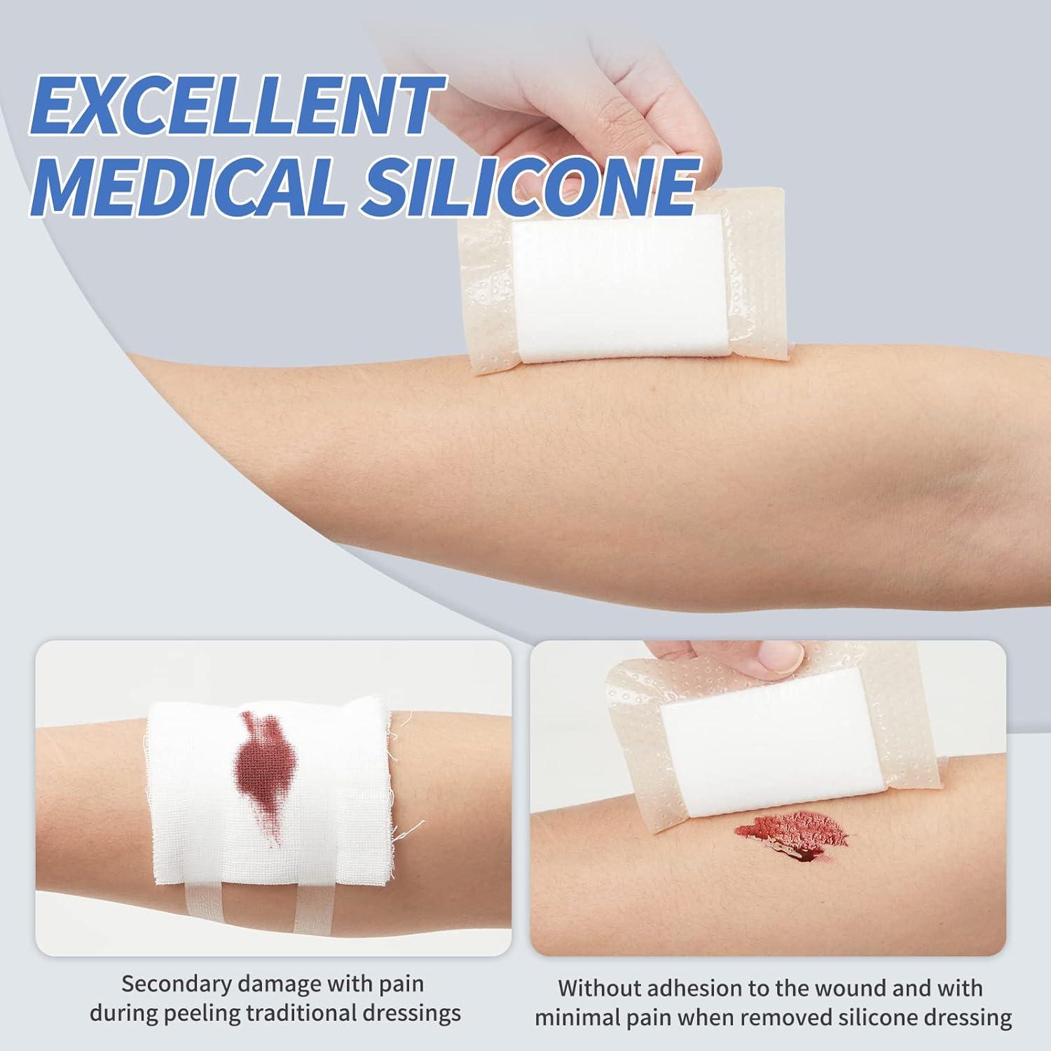 Silicone Adhesive Foam Dressing Doctor.Roo 4x4 Waterproof Wound Dressing Bandage with Gentle