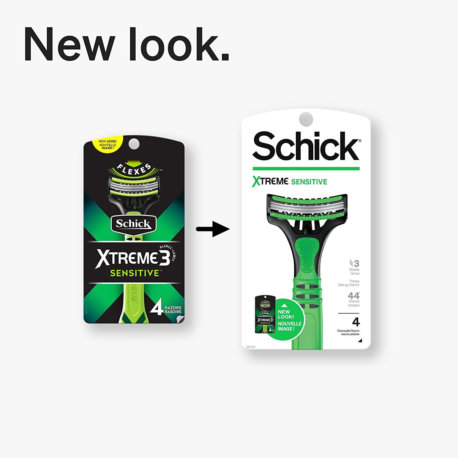 Schick Xtreme 3 Sensitive Skin Disposable Razors for Men 12 Count Pack, Packaging May Vary