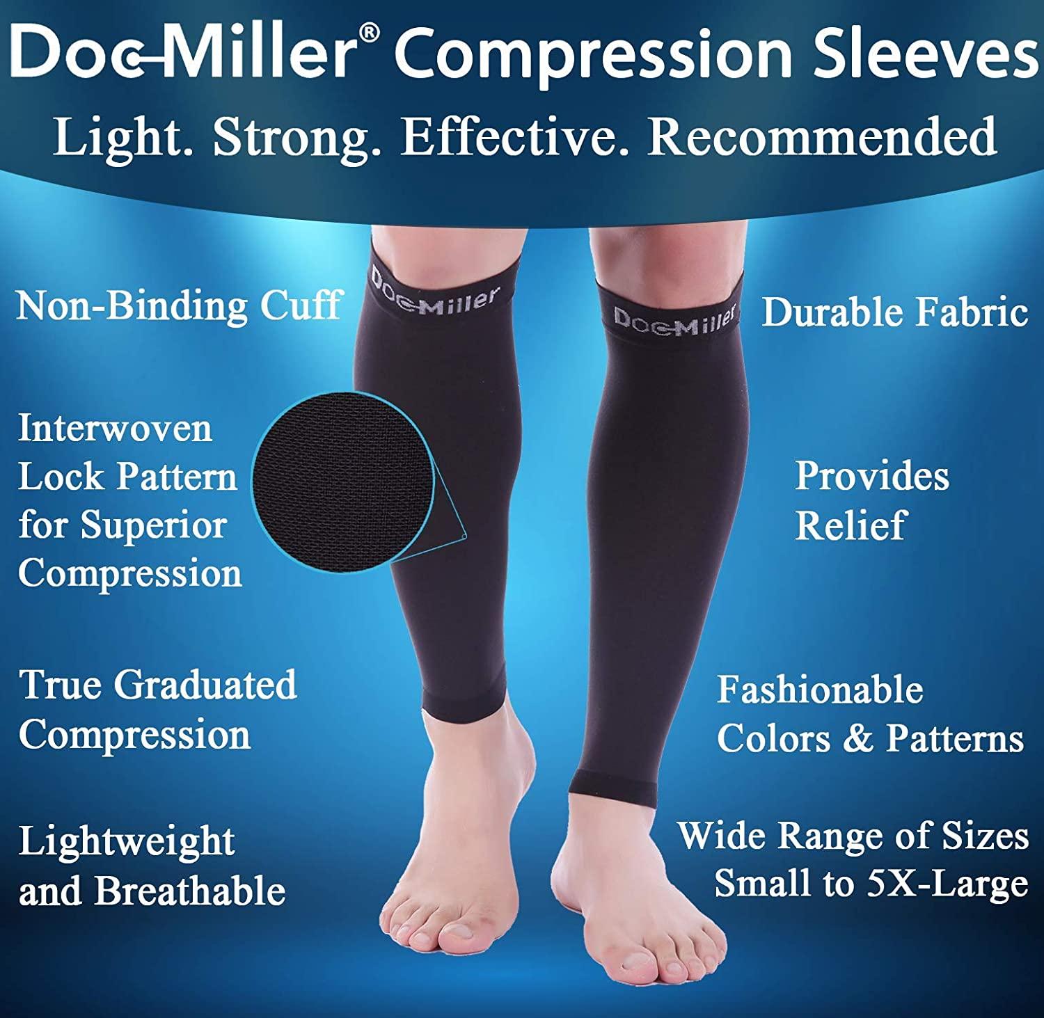 Doc Miller Calf Compression Sleeve Men - 30-40 mmHg, Medical Grade Calf  Sleeves for Men and Women Supports Shin Splints, and Varicose Veins Recovery  - 1 Pair Large Size - Black Calf Sleeve Jet Black Large