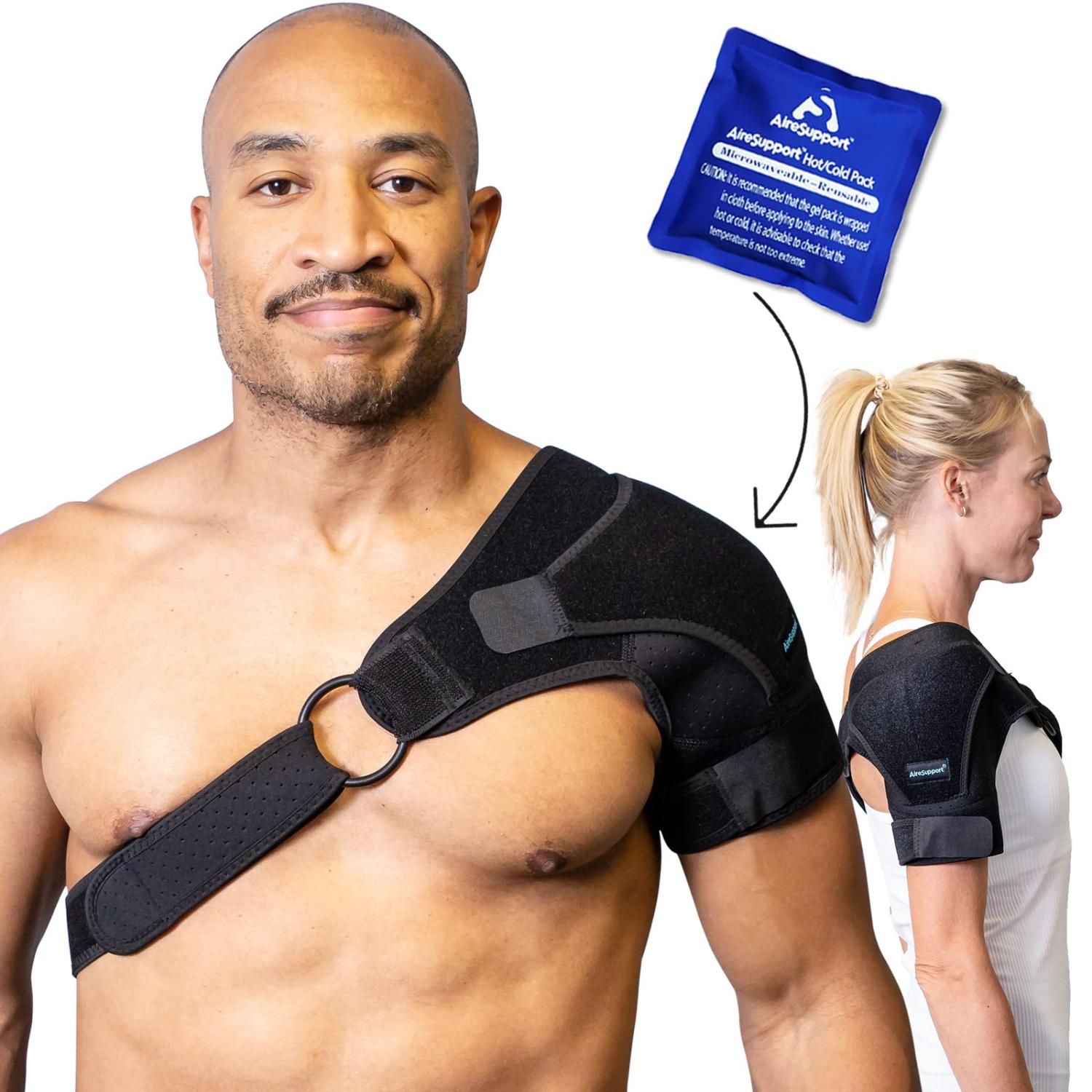 AireSupport Adjustable Shoulder Compression Sleeve with Ice/Heat Pack