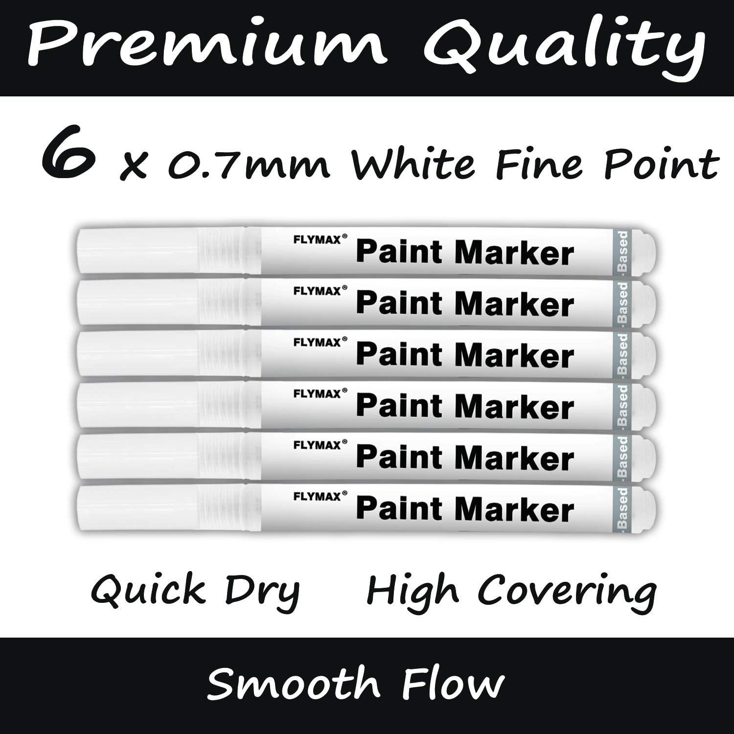 Flymax black acrylic paint pen, 6 pack 0.7mm acrylic black permanent marker black  paint pen