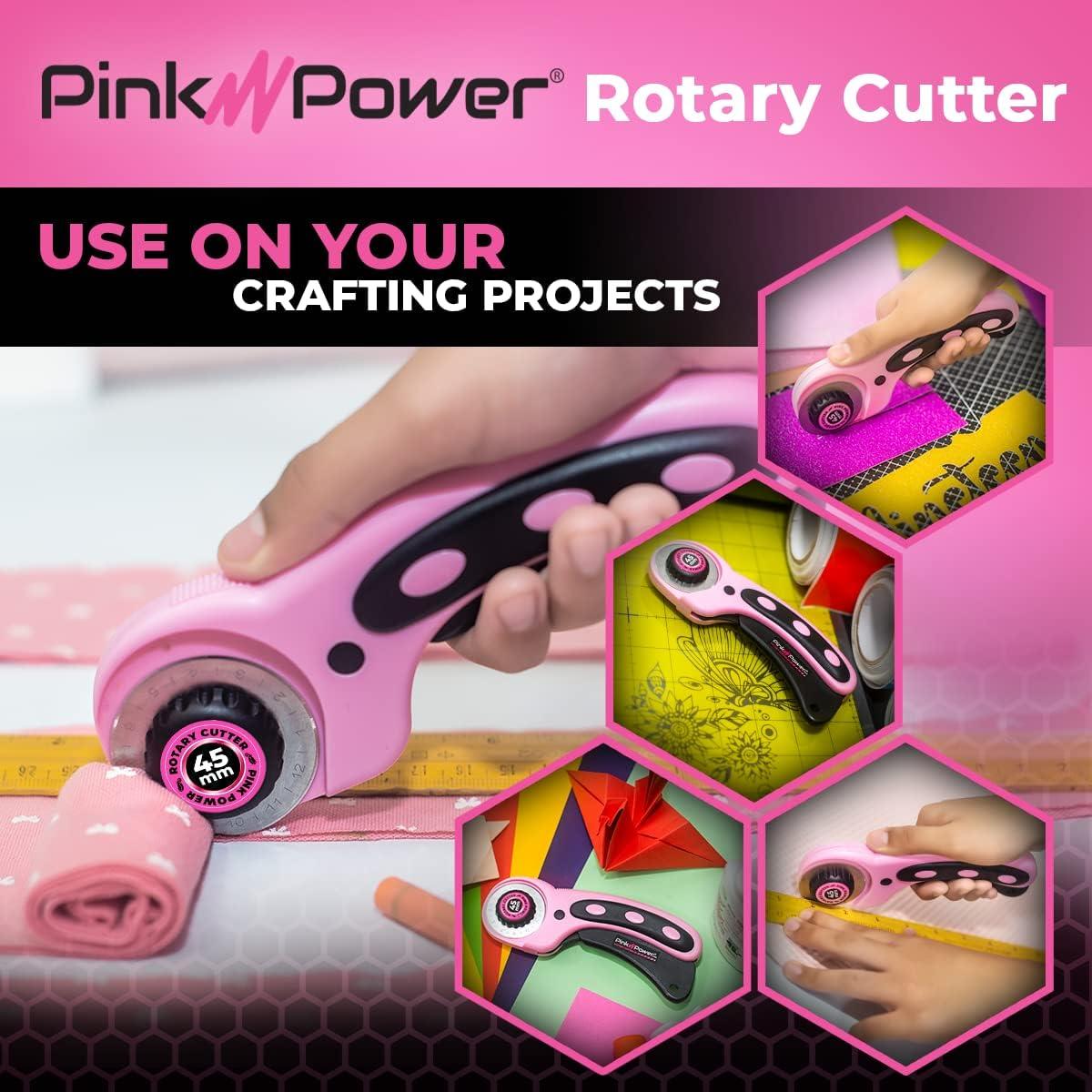 Pink Power Electric Fabric Scissors Box Cutter for Crafts, Sewing