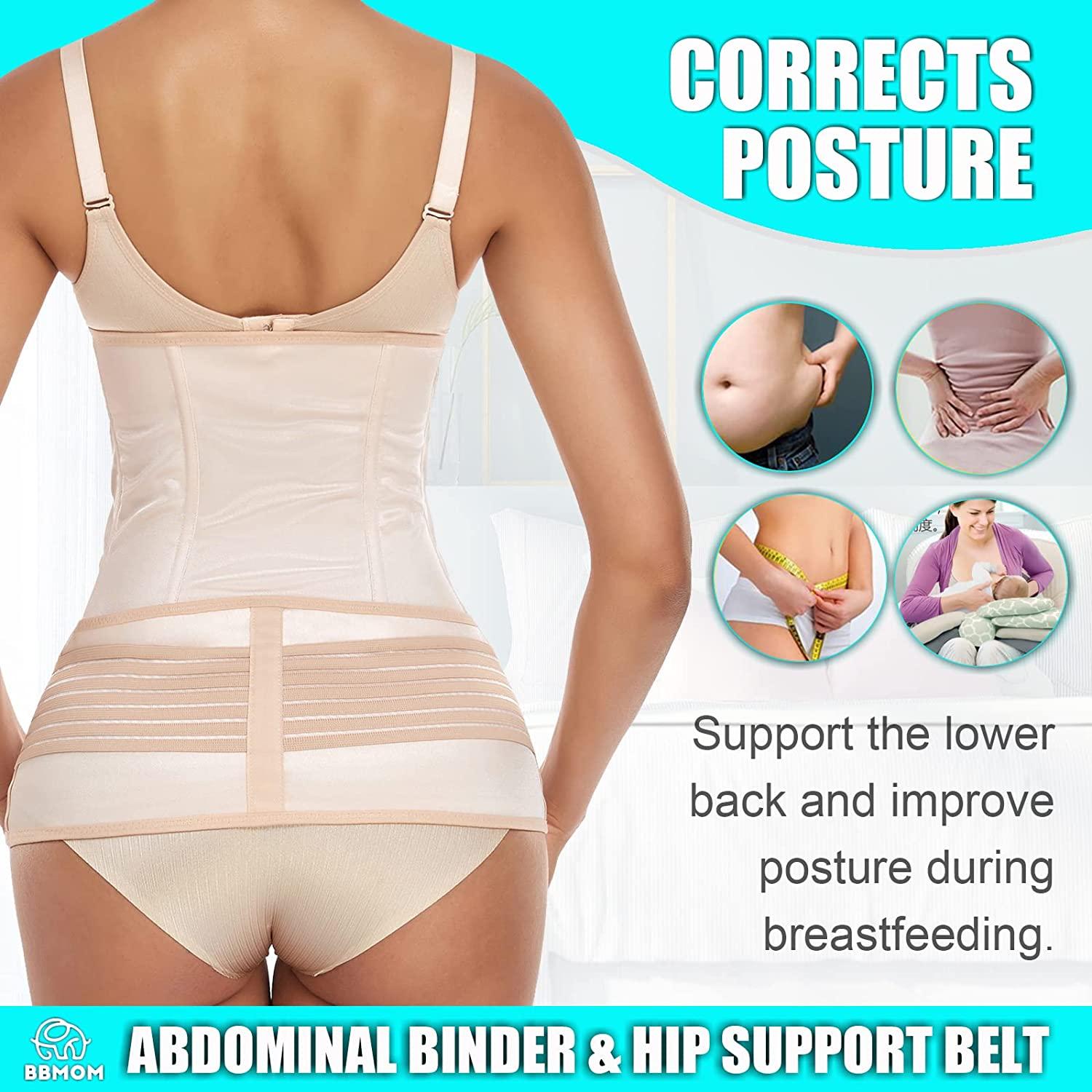 2 in 1 Postpartum Belly Band Abdominal Binder C-Section Recovery Belt Belly  Wrap Skin-Friendly Waist/Pelvis Belt Compression Wrap for Post Surgery  Natural Recovery(Beige,Medium) Medium Beige