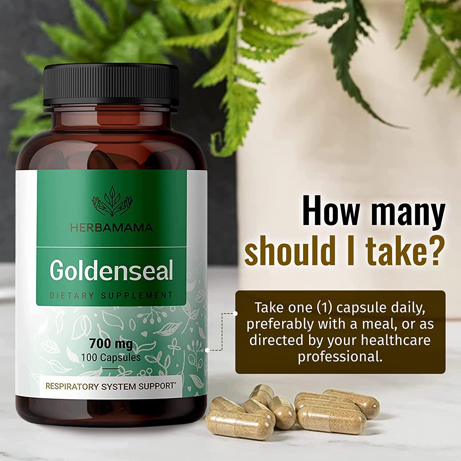 HERBAMAMA Goldenseal Root Capsules Organic Women's Support Supplement