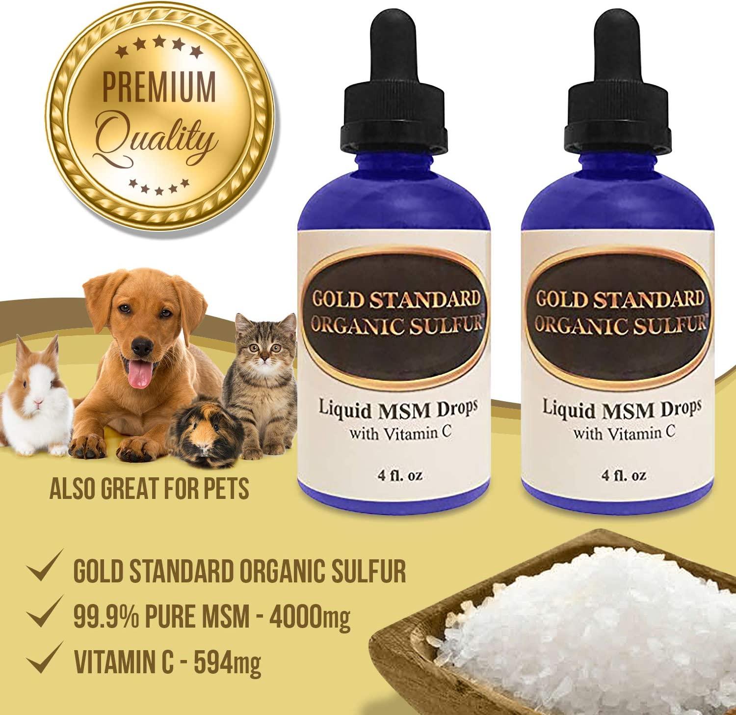 Organic Liquid MSM Drops with Vitamin C 8 oz Premium Sulfur