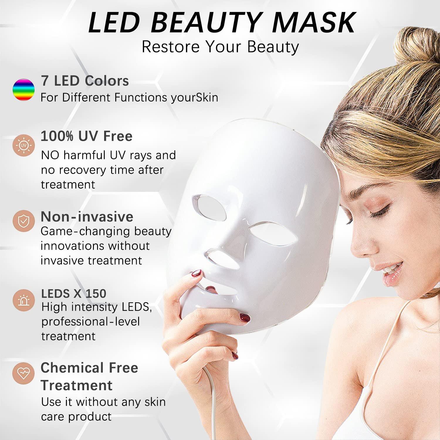7 Colors LED Face Mask for Red Light Therapy at Home Facial Skin Care