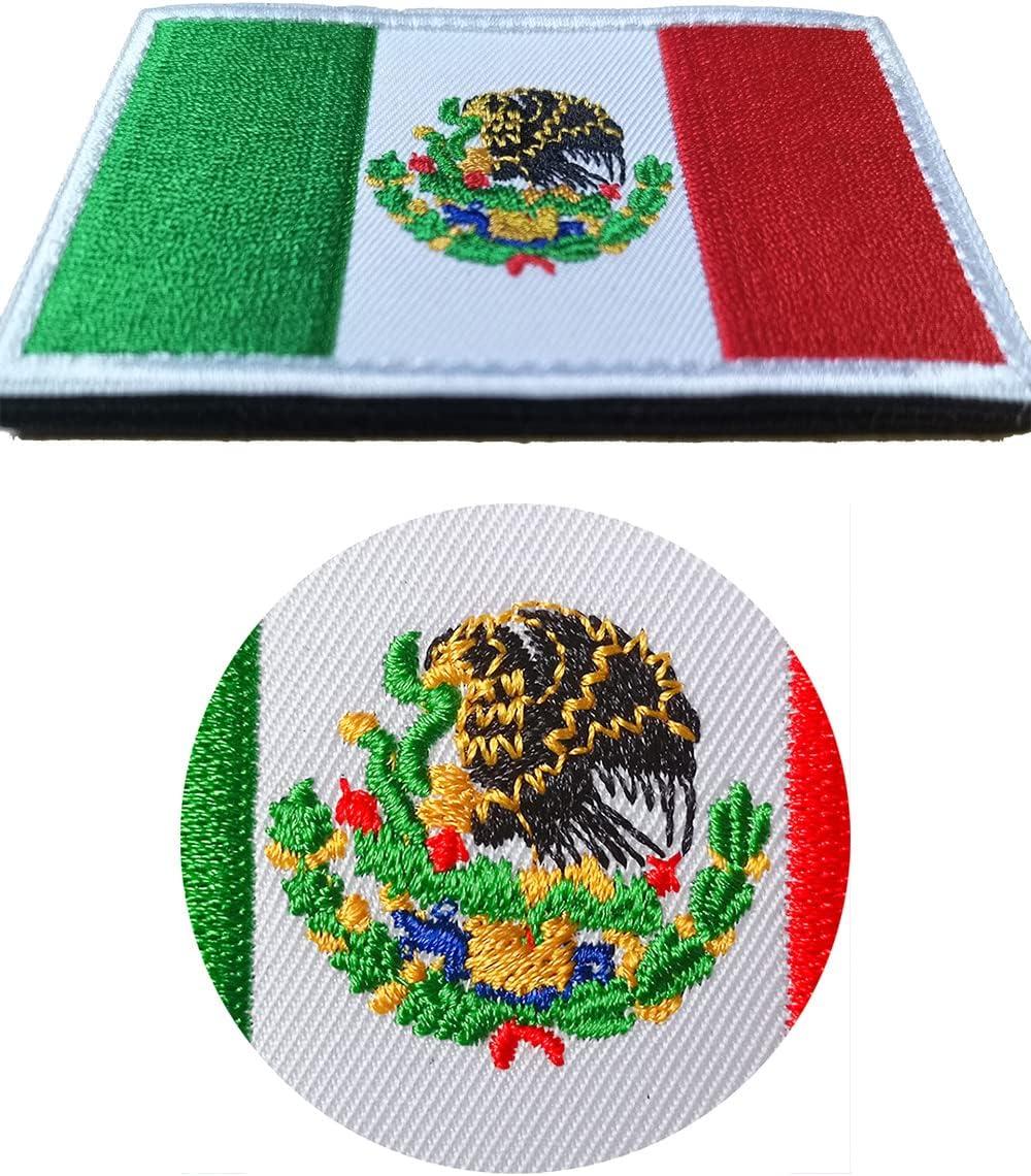 2 PCS AliPlus Mexico Flag Patch Embroidered Tactical Military Morale Patch  Hook and Loop