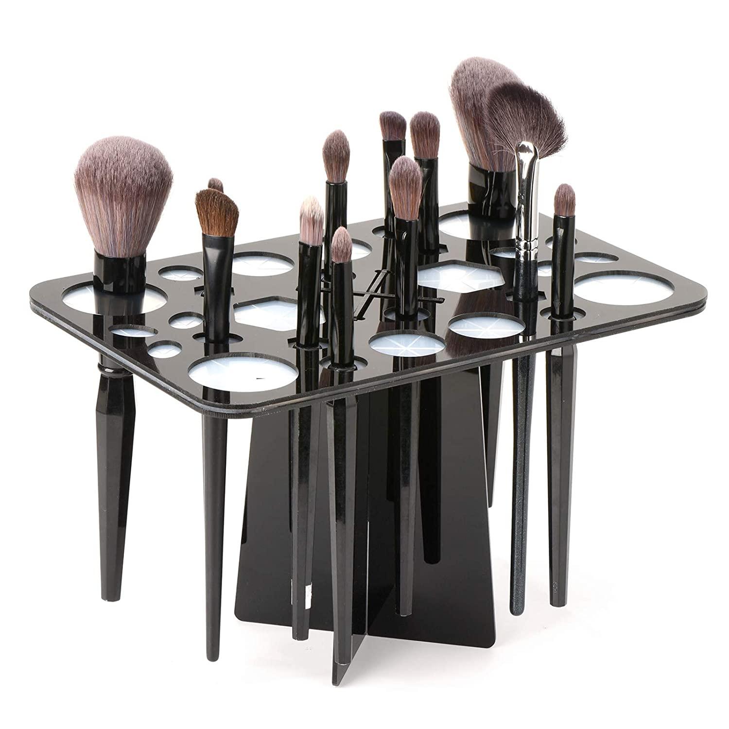Luckyiren Makeup Brushes Drying Rack, Brushes Dryer, Collapsible 28 Slot Acrylic  Brush Holder Stand Tree Tray Support Display for Makeup Artist Acrylic Nail  Brushes Paintbrushes Makeup Lovers, Black