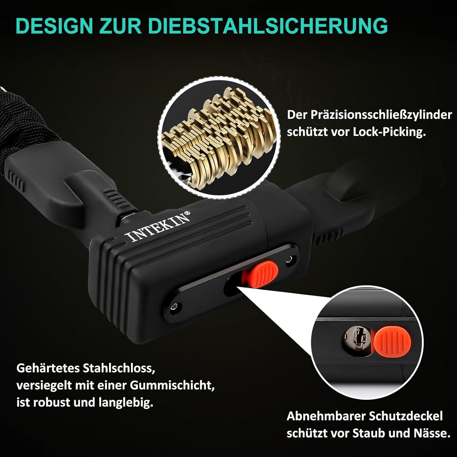 Intekin High-Security Bicycle Chain Lock 90cm Heavy-Duty