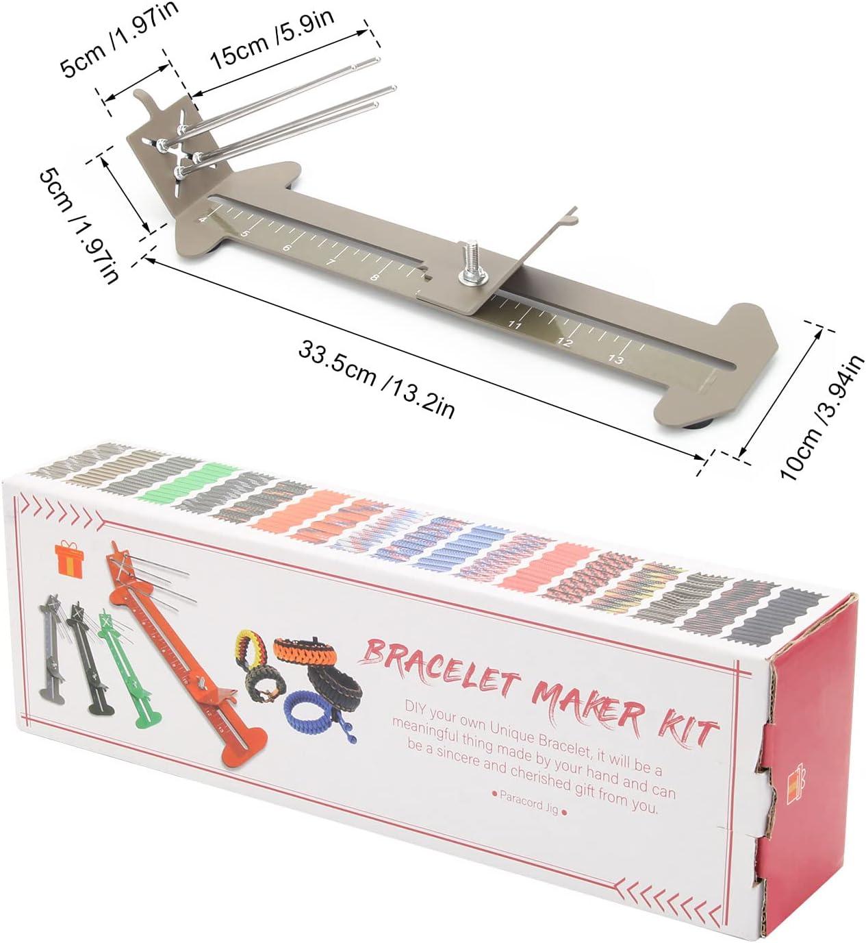 KOKKOYA 2-in-1 Paracord Jig Adjustable Length Paracord jig kit Adjustable  Length Bracelet Maker Kit Metal Weaving DIY Craft Paracord Tools 4 to 13