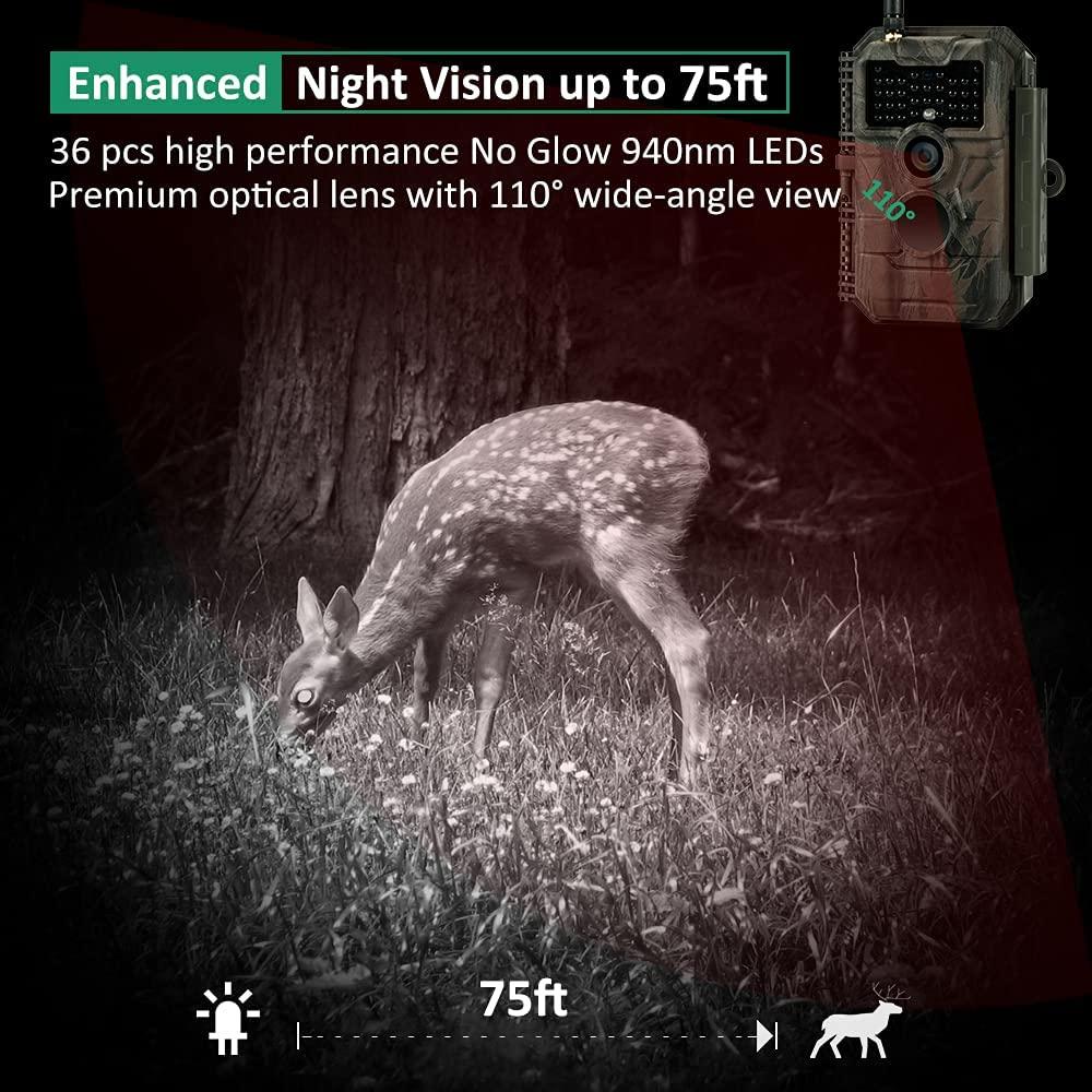 GardePro E6 Trail Camera WiFi 24MP 1296P Game Camera with No Glow Night