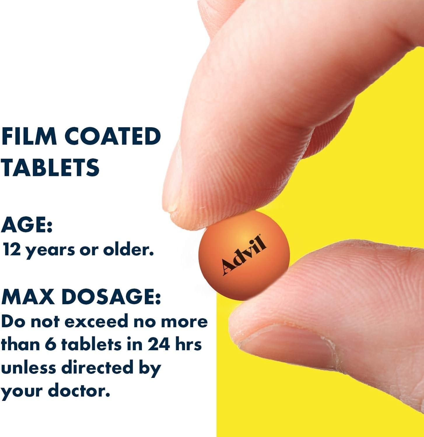 Advil Film Coated Tablets Pain Reliever and Fever Reducer Ibuprofen 200mg 40 Count FastActing