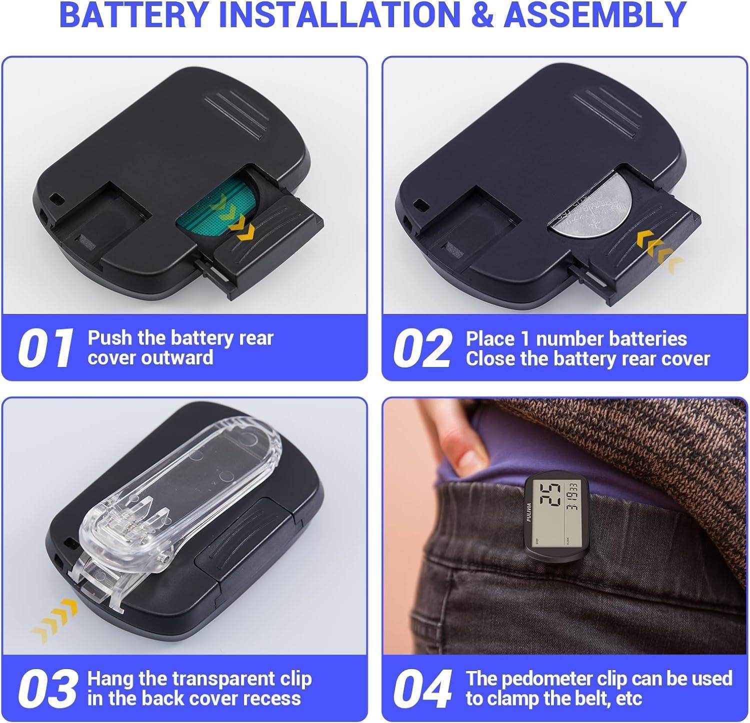 Pulivia 3D Pedometer - Accurate Step Counter with Clock | Ideal for ...