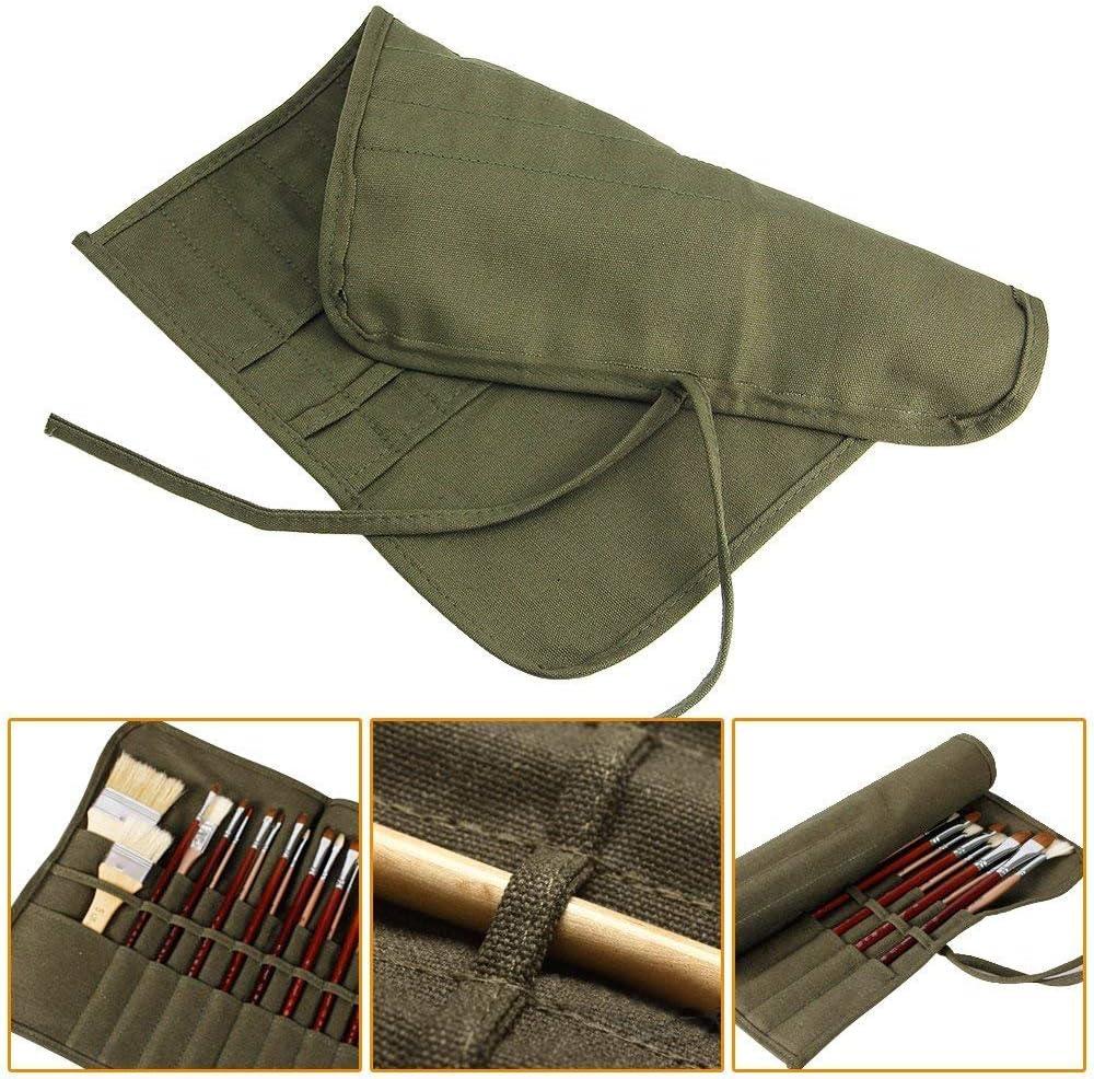 Roll Wrap Brush Roll Holder 20 Slots Paintbrush Case Canvas Rollup Pen Case  for Artist Watercolor Oil Painting accessories - AliExpress