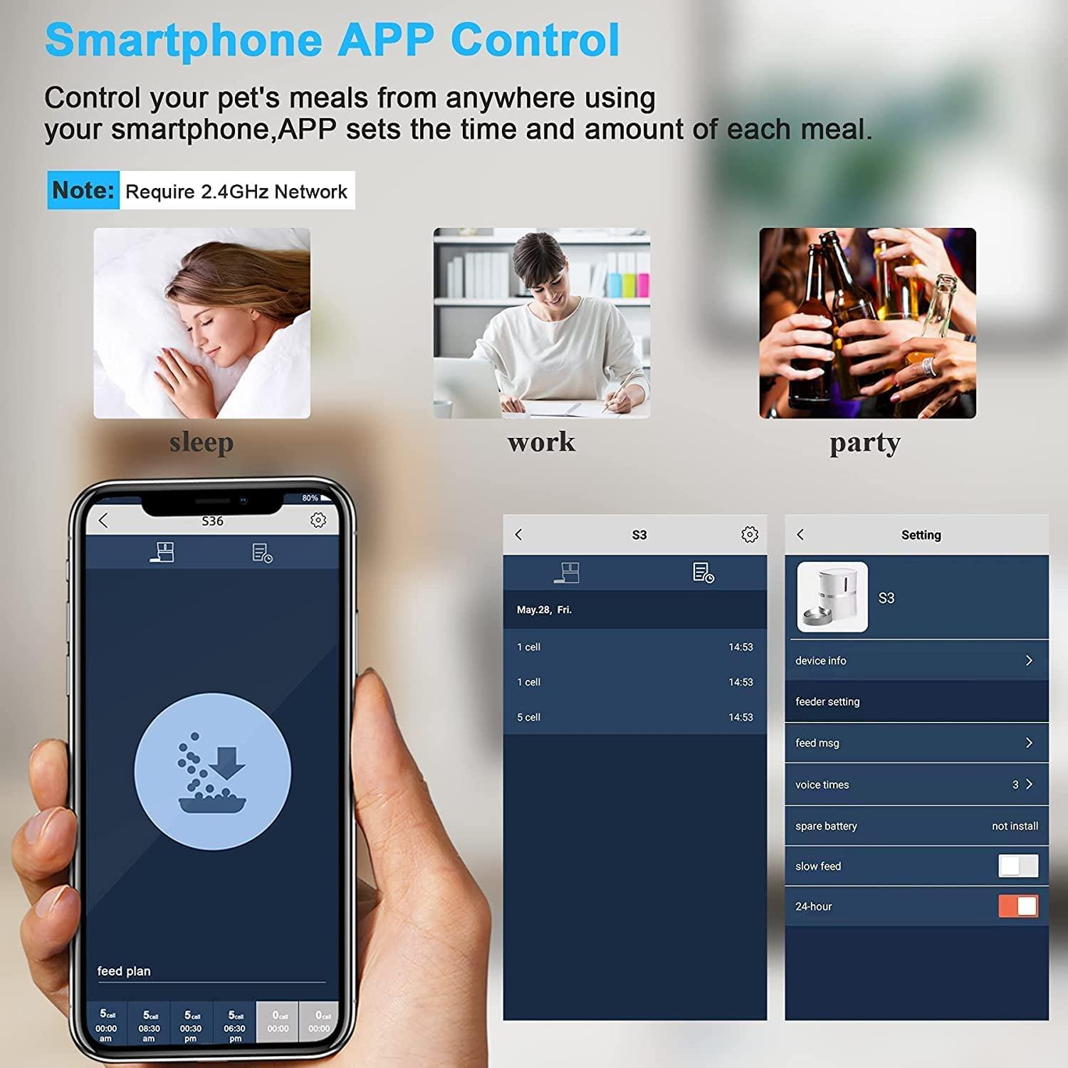 Smart Cat Feeder, WellToBe Automatic Cat Feeder WiFi Enable Pet Dog