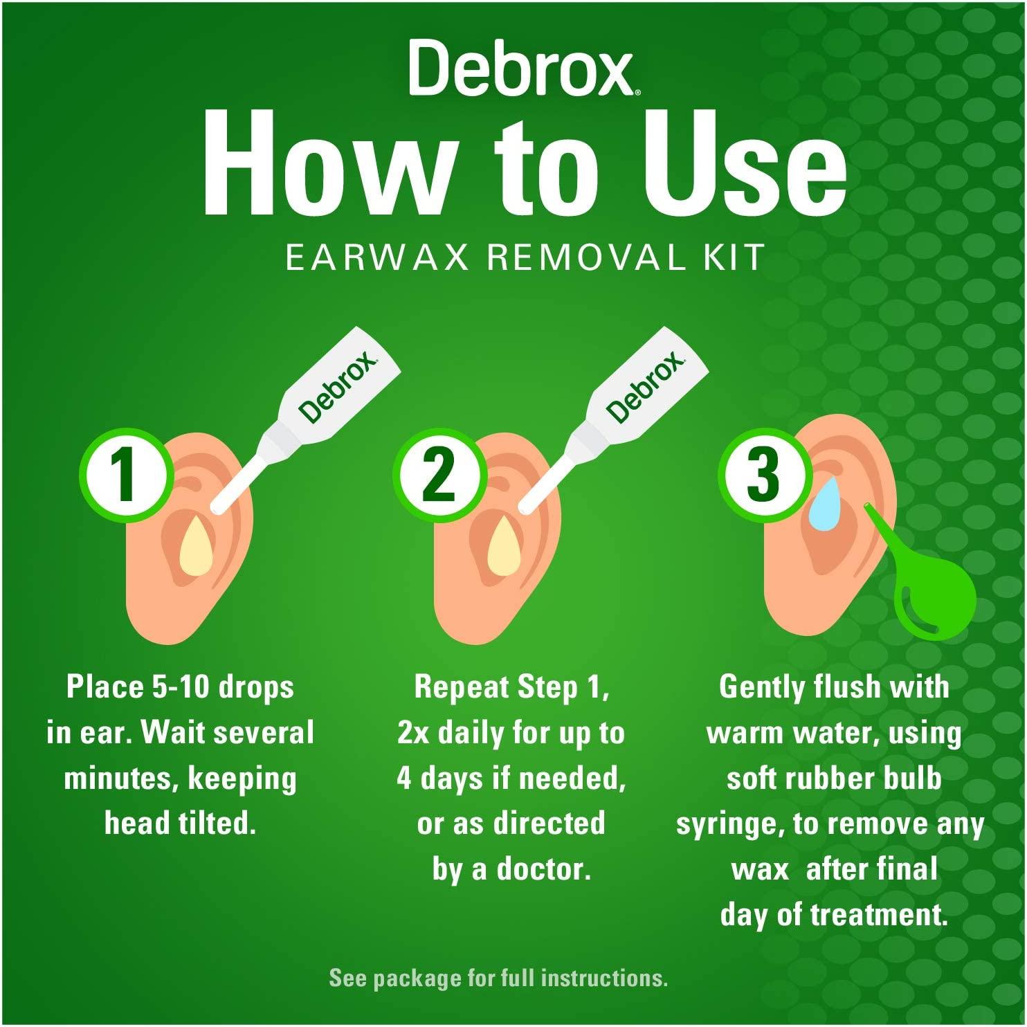 Debrox Earwax Removal Kit 0.5 Oz Drops & Ear Syringe Bulb