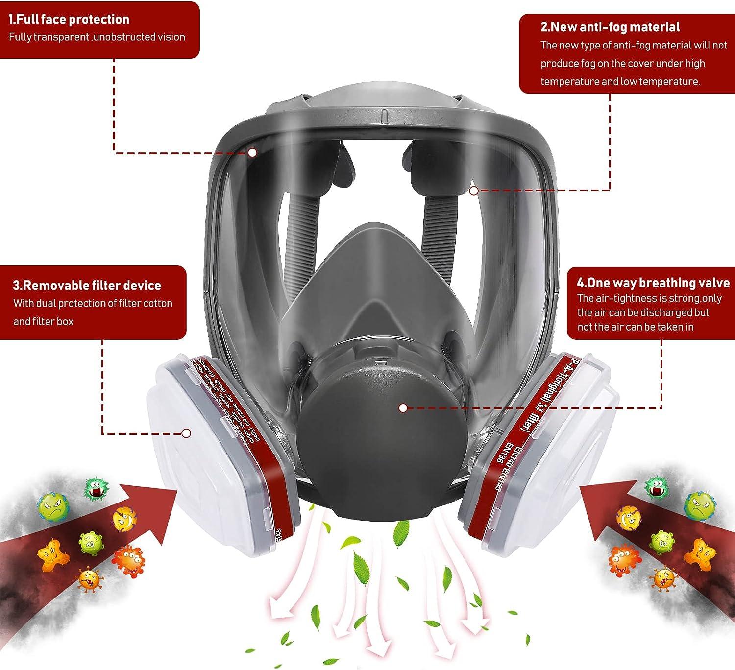 Full Face Reusable Respir tor Mask Organic Gas Dust Chemical