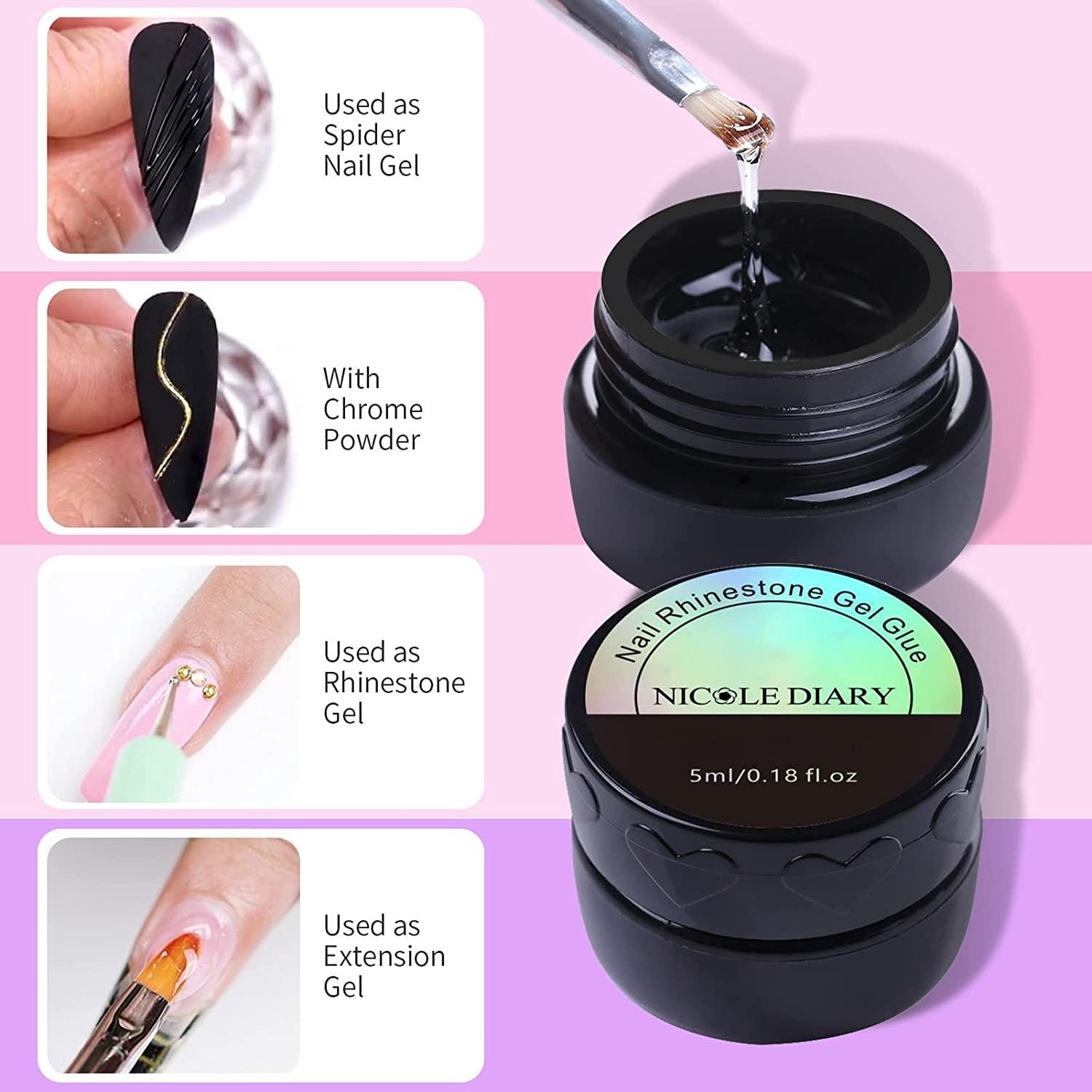 NICOLE DIARY Nail Art Rhinestone Glue Gel Kit Include Adhesive Resin