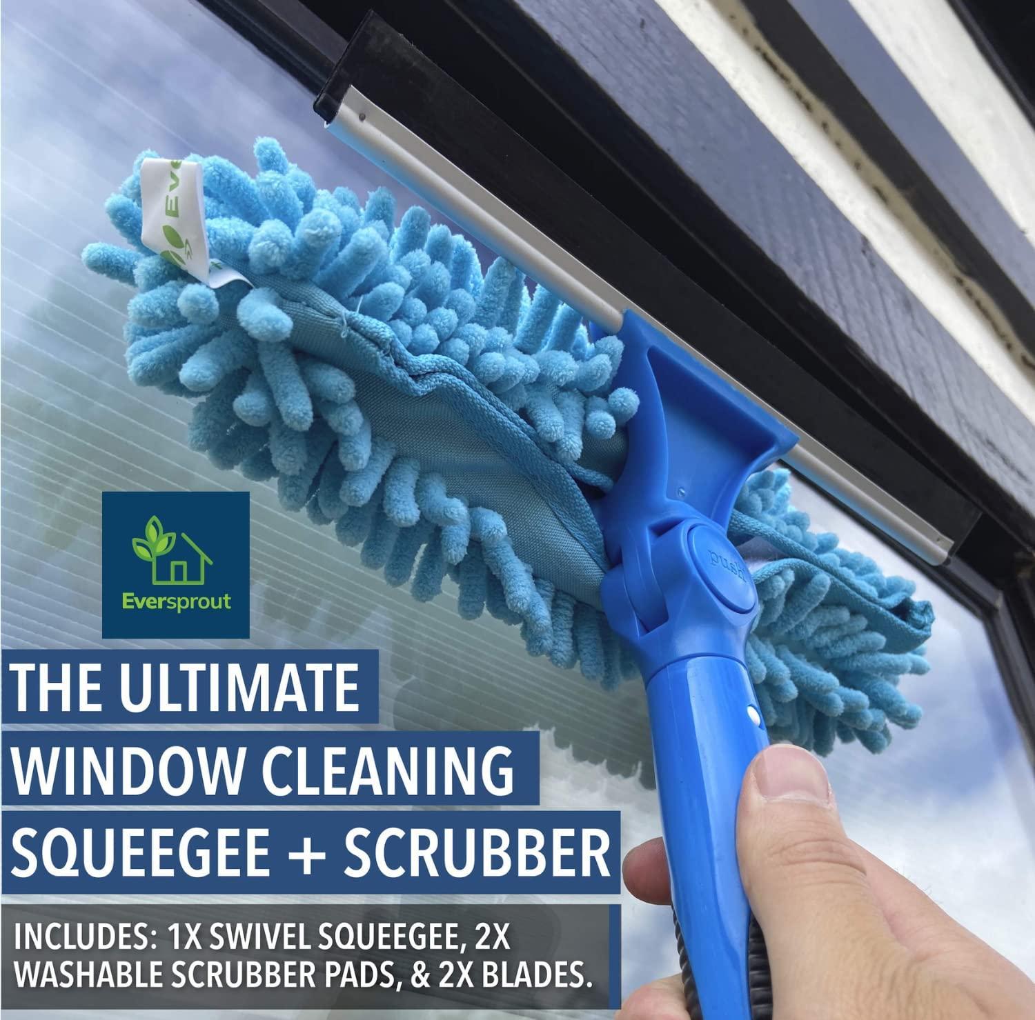EVERSPROUT 5-to-12 Foot Swivel Squeegee & Microfiber Glass Window Scrubber,  Window Squeegee & Window Cleaning Kit, Light-Weight Window Washing Kit with  Extension Pole, Squeegee for Window Cleaning 13 feet