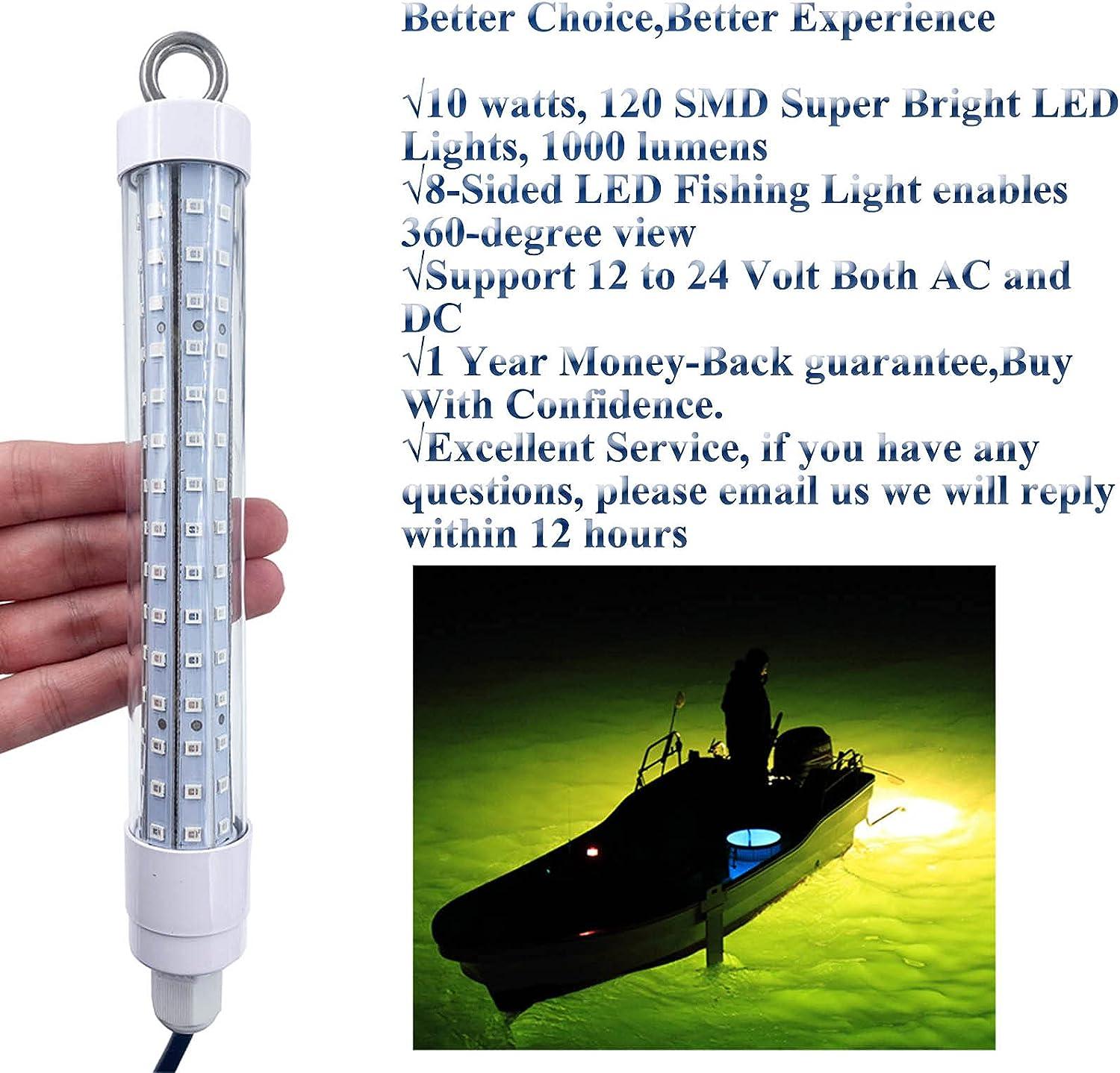 Taysing LED Submersible Fishing Light Underwater Night Fishing Finder Crappie  Squid Light Lure Bait Boat Shad Shrimp Drop Water ice Fishing Bait 12V IP68  10Watt