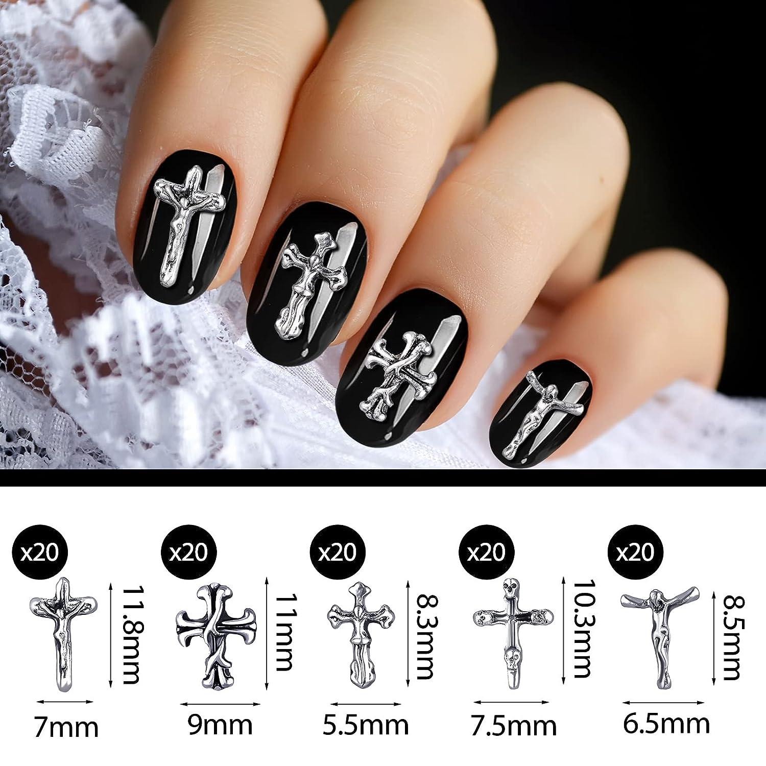 100pcs Punk Charms for Nails Gothic Nail Art Charms Alloy