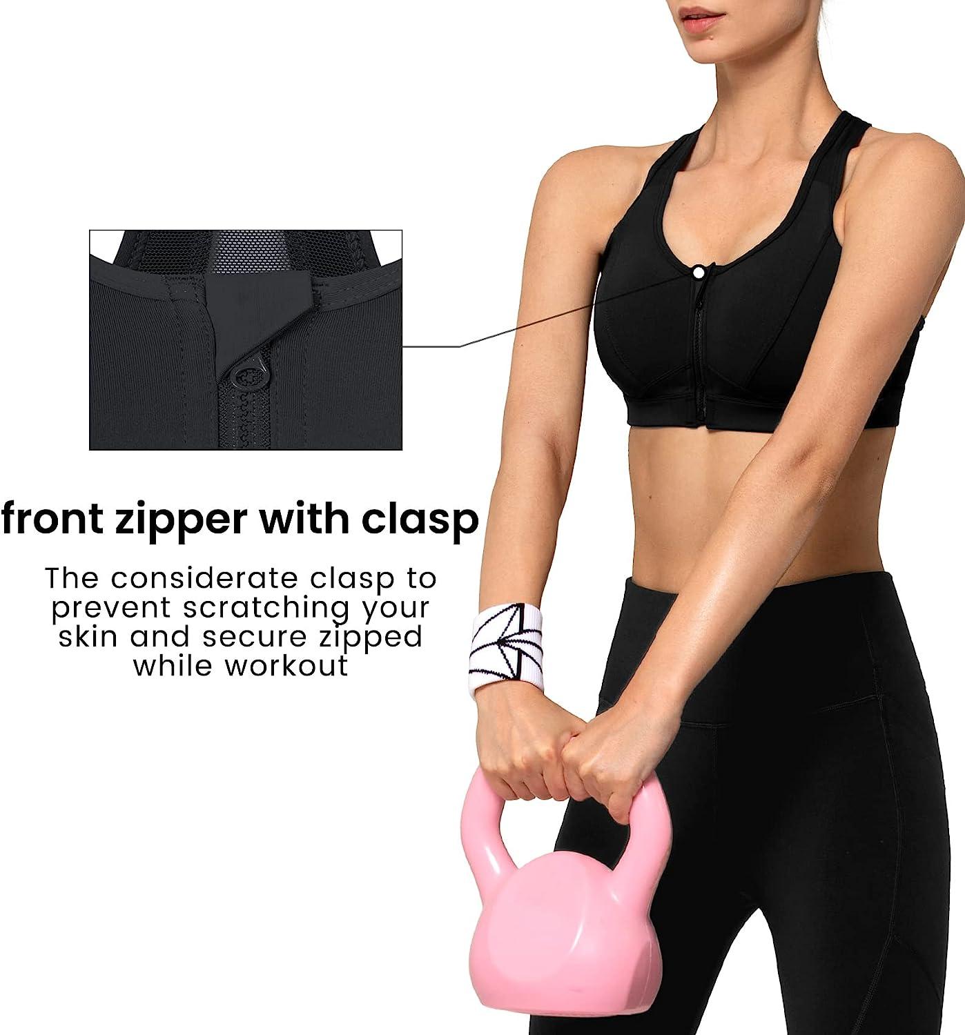 Zip Front Sports Bra - High Impact Sports Bras For Women Plus Size