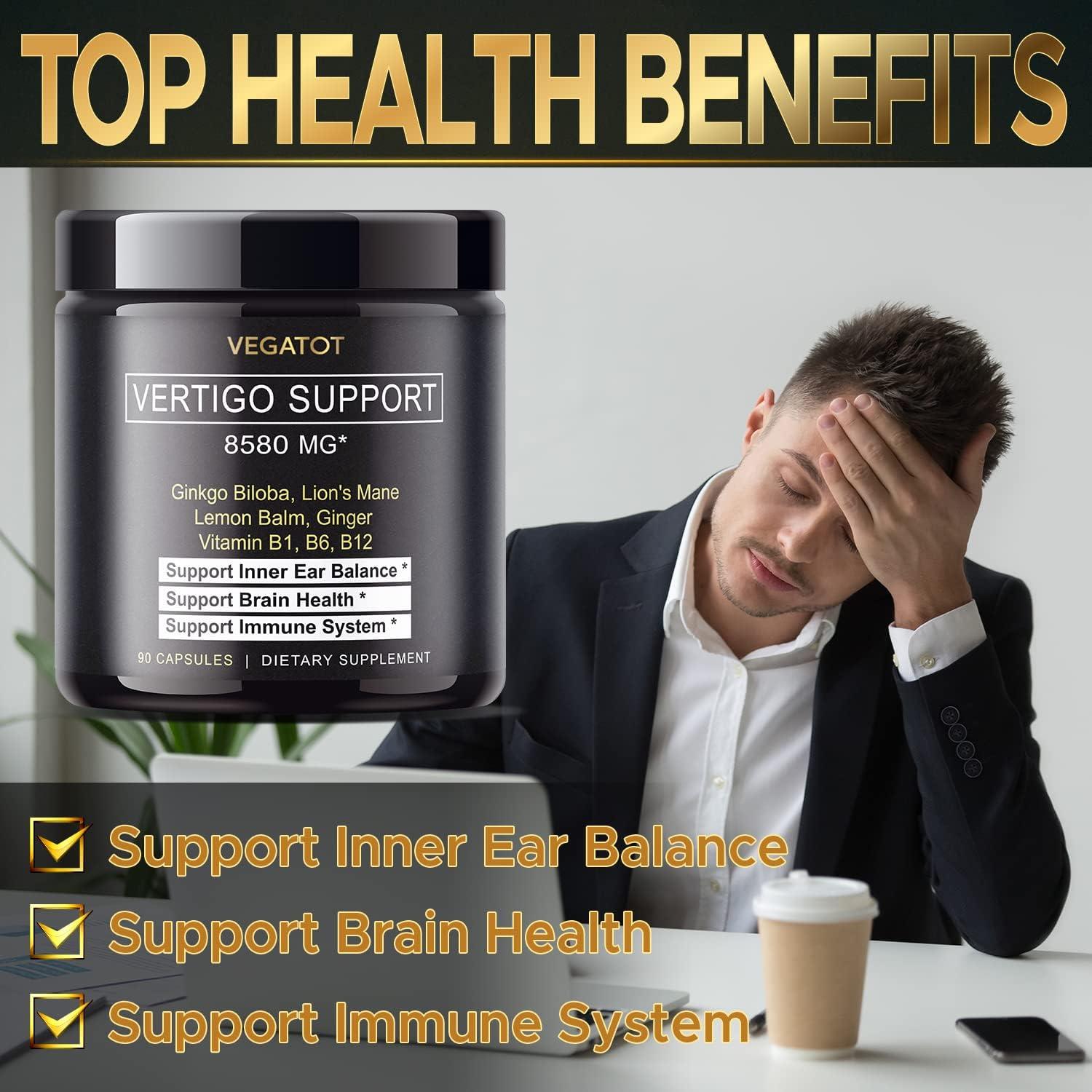 VEGATOT Vertigo Supplement 500mg *Made in USA* with Ginkgo Biloba & Lion's Mane Inner Ear