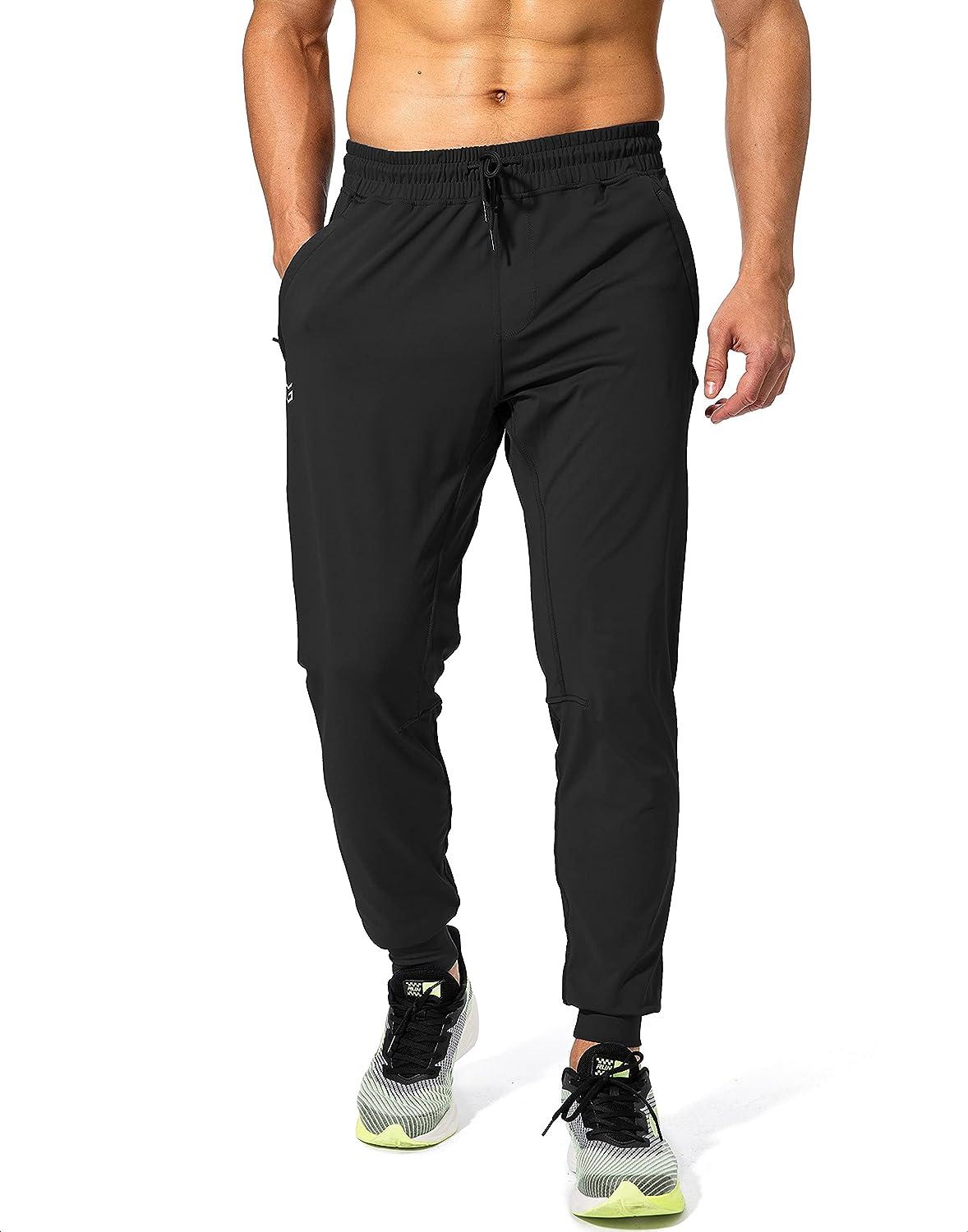 G Gradual Men's Sweatpants with Zipper Pockets Athletic Pants Traning Track  Pants Joggers for Men Soccer, Running, Workout Black Large
