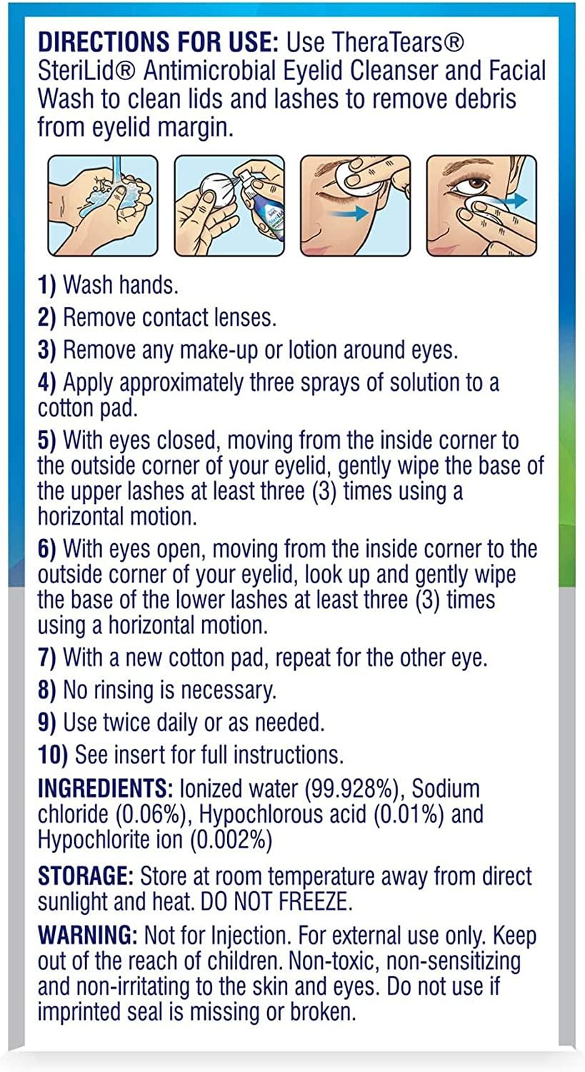 TheraTears SteriLid Antimicrobial Eyelid Cleanser 2 Fl Oz Gentle