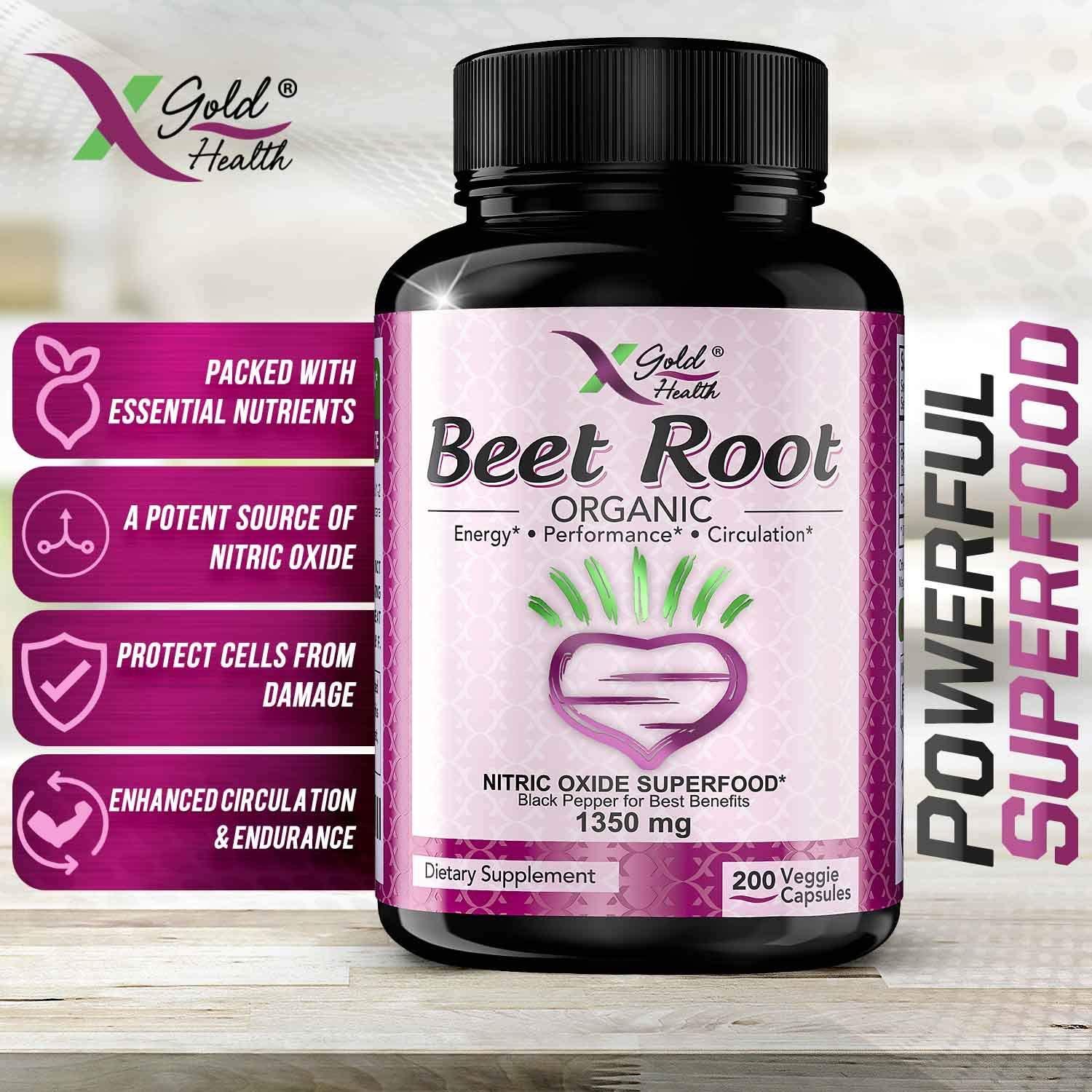 Strongest Premium Organic Beet Root Powder 1350mg 200 Veggie caps