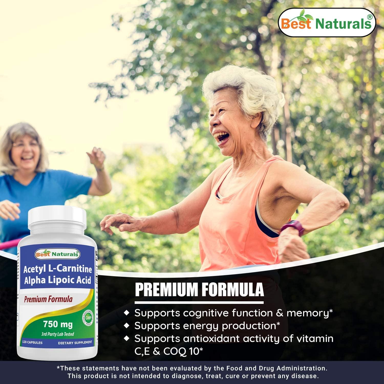 Best Naturals Acetyl L-Carnitine and Alpha Lipoic Acid 750mg - 120 Capsules  for Energy & Brain Health | Buy Now with Express International Delivery |  GoSupps.com