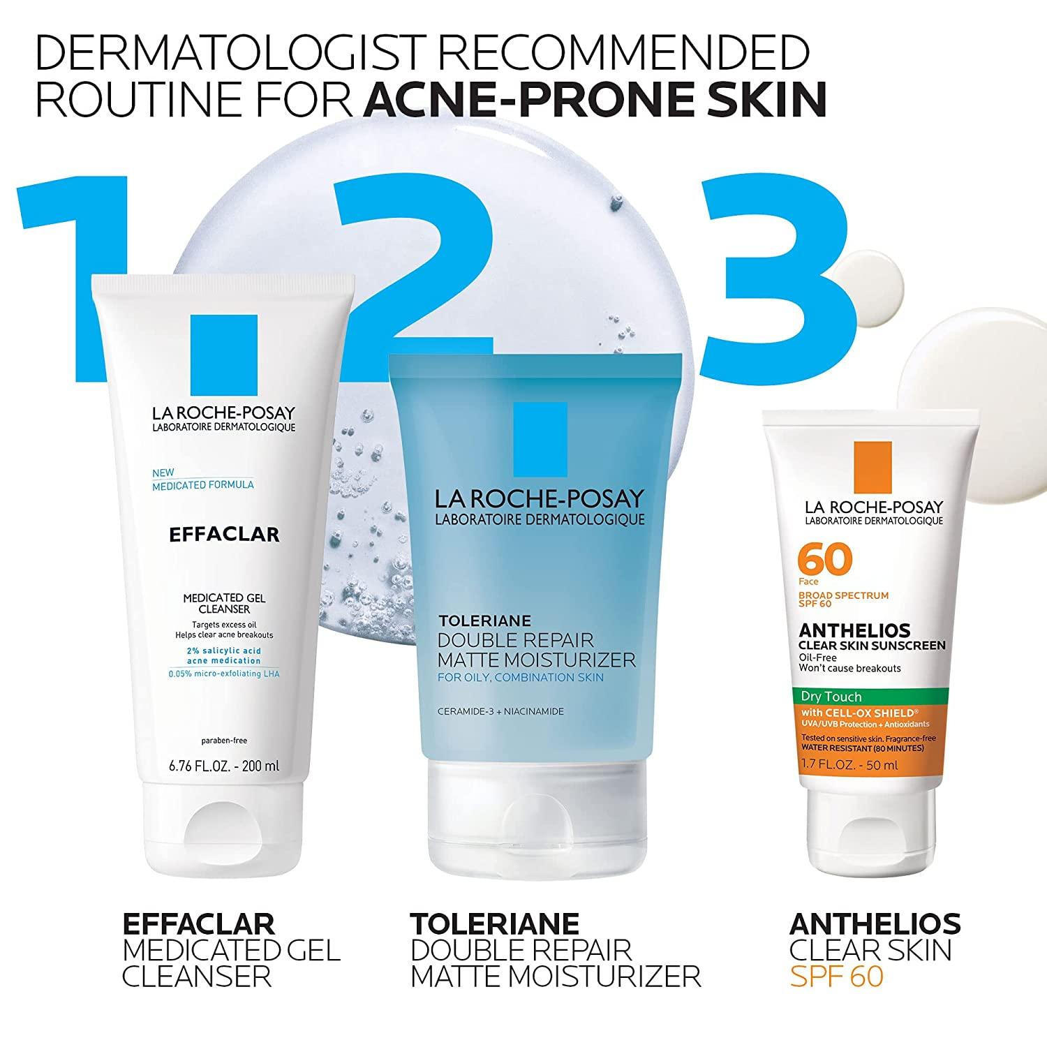 Saucer Overfrakke spin La Roche-Posay Anthelios Clear Skin Dry Touch Sunscreen SPF 60, Oil Free  Face Sunscreen for Acne Prone Skin, Won't Cause Breakouts, Non-Greasy,  Oxybenzone Free