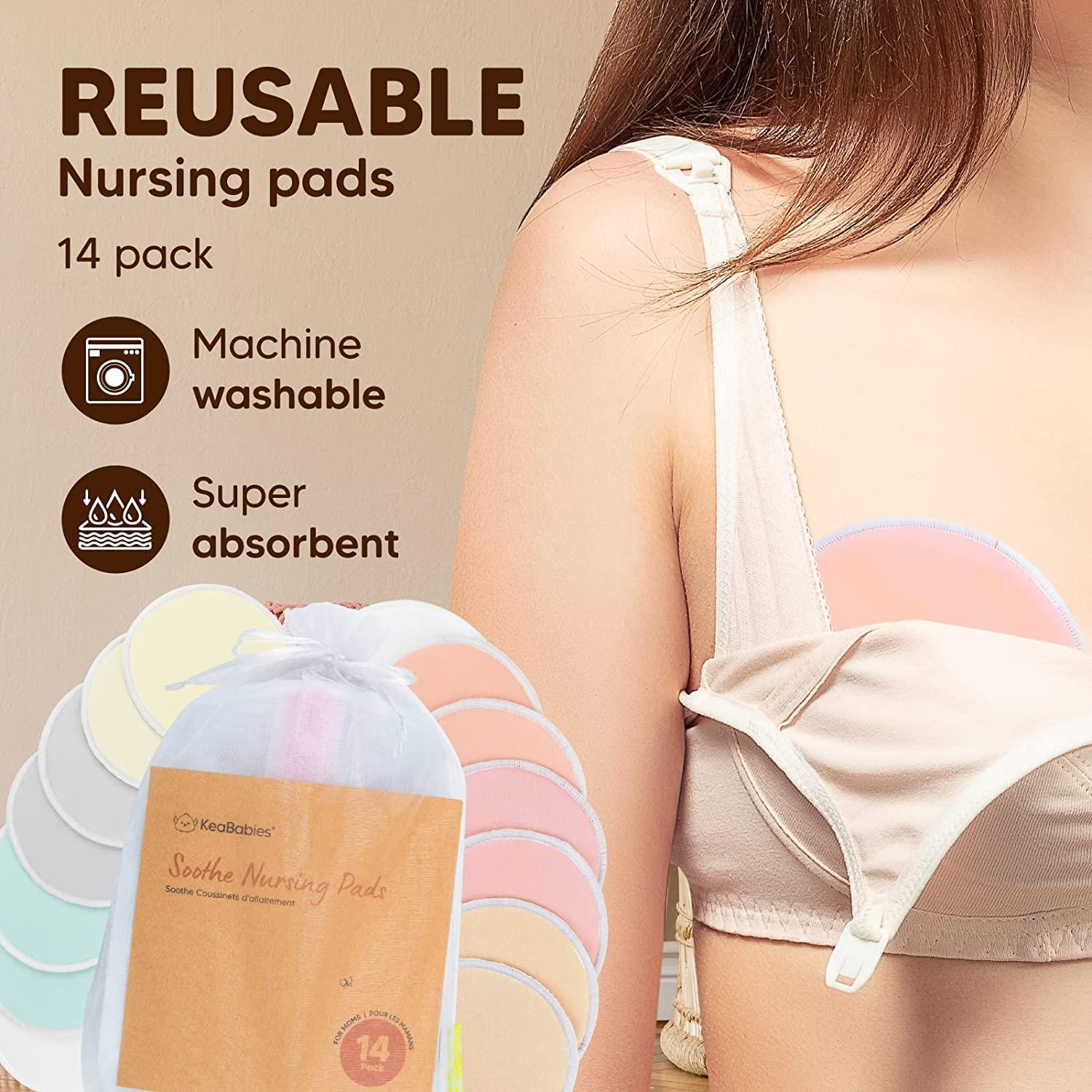 Reusable Nursing Pads for Breastfeeding, 14-Pack - 4-Layers Organic Bamboo Nursing  Pads - Breastfeeding Pads - Washable Breast Pads - Natural Bamboo Maternity  Pads, Nipplecovers Pastel Touch Large 4.8