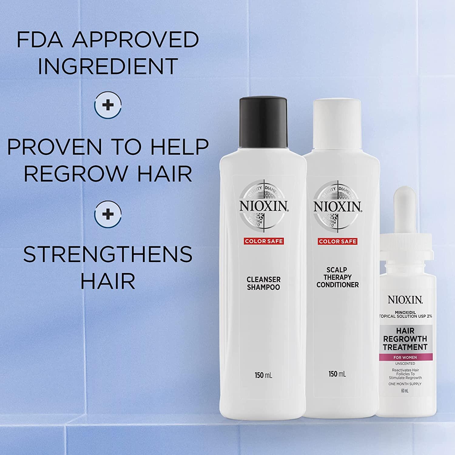 Nioxin Hair Regrowth Kit for Women Shampoo, Conditioner and 2