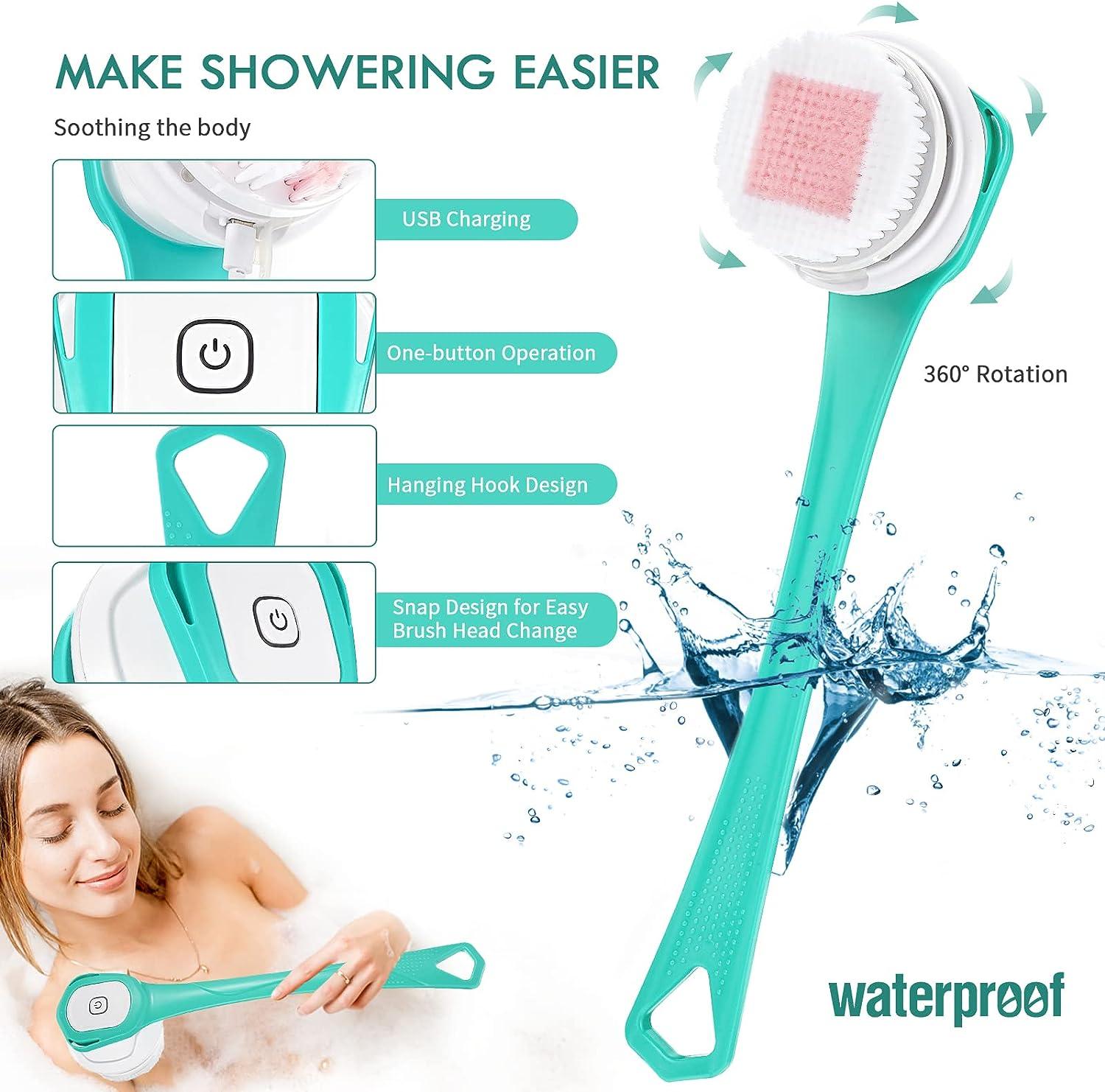 Electric Body Bath Brush Jhua Rechargeable Electric Body Scrubber Back