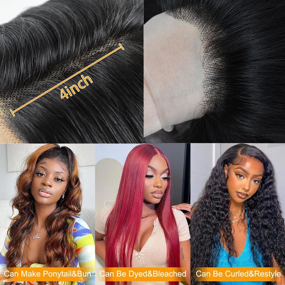 Lace Front Wigs Human Hair Straight 4x4 Closure Human hair wigs for Black  Women 150% Density Brazilian Virgin Human Hair Wigs Pre Plucked with Baby  Hair Natural Color (24inch 4x4 Lace Closure