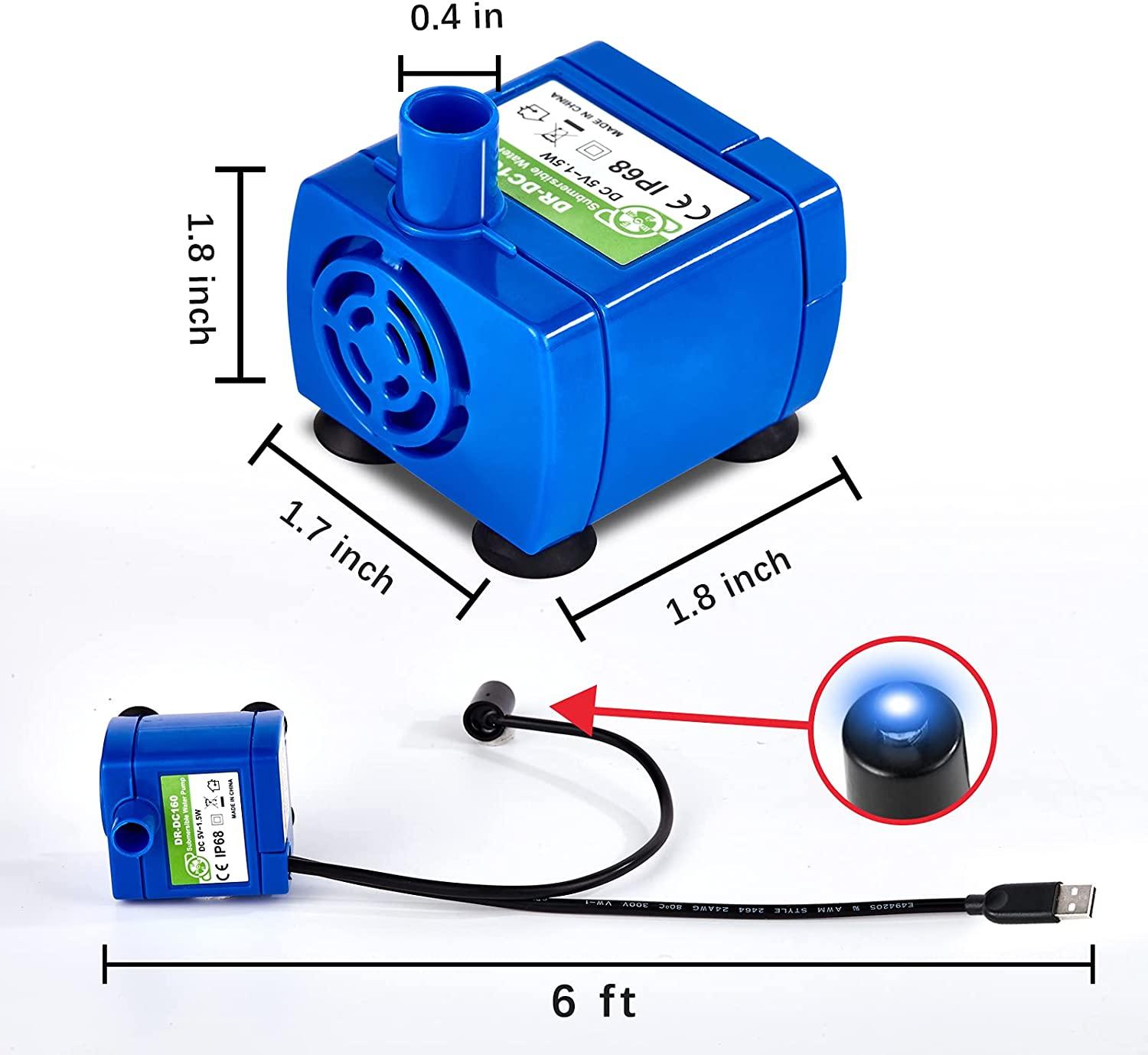 Cat Water Fountain Pump, Pet Water Fountain Pump Replacement Pump DRDC160 Motor for for Round